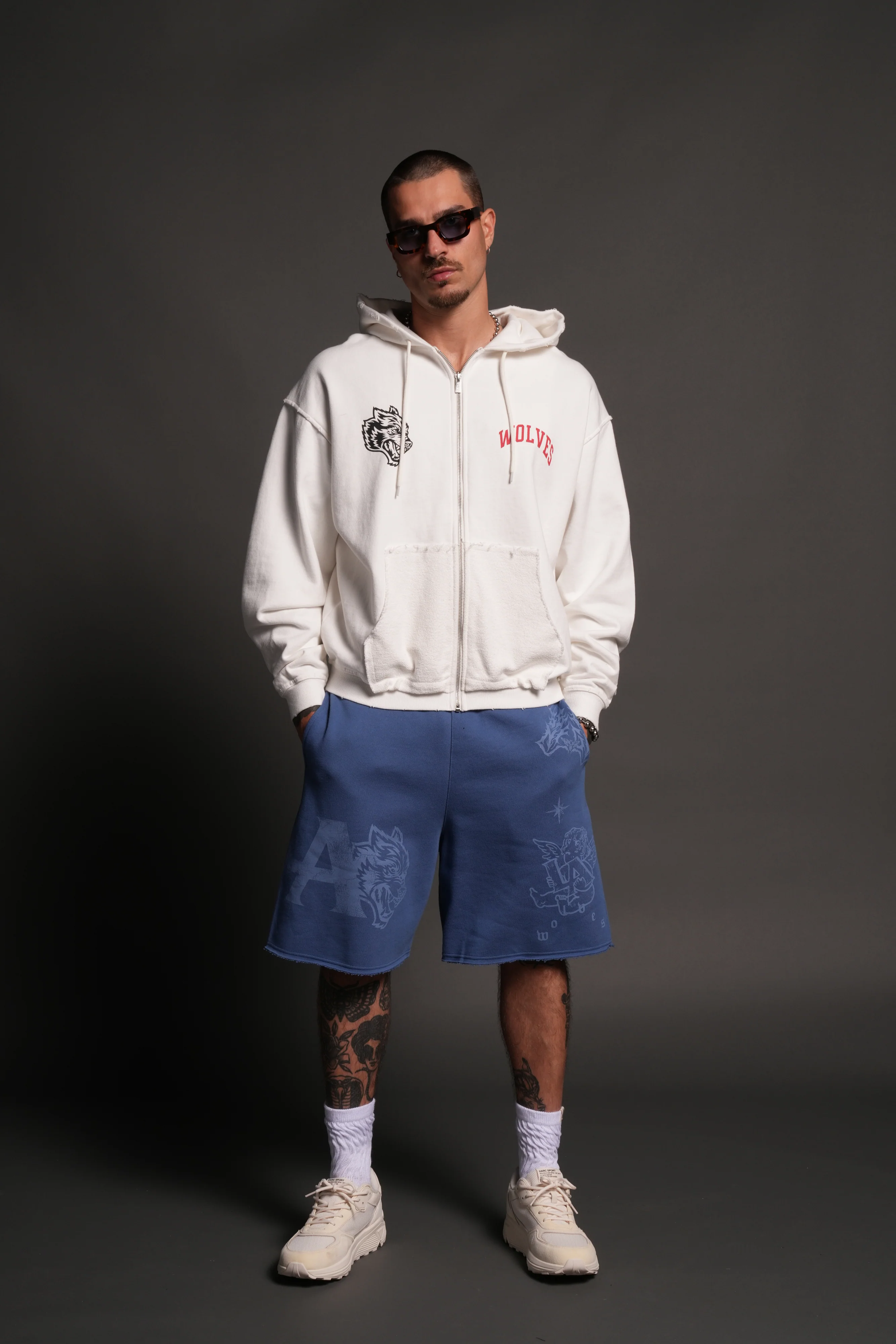 La Ca Frvr Grunge Moatis Zip Hoodie in Cream - Image 5