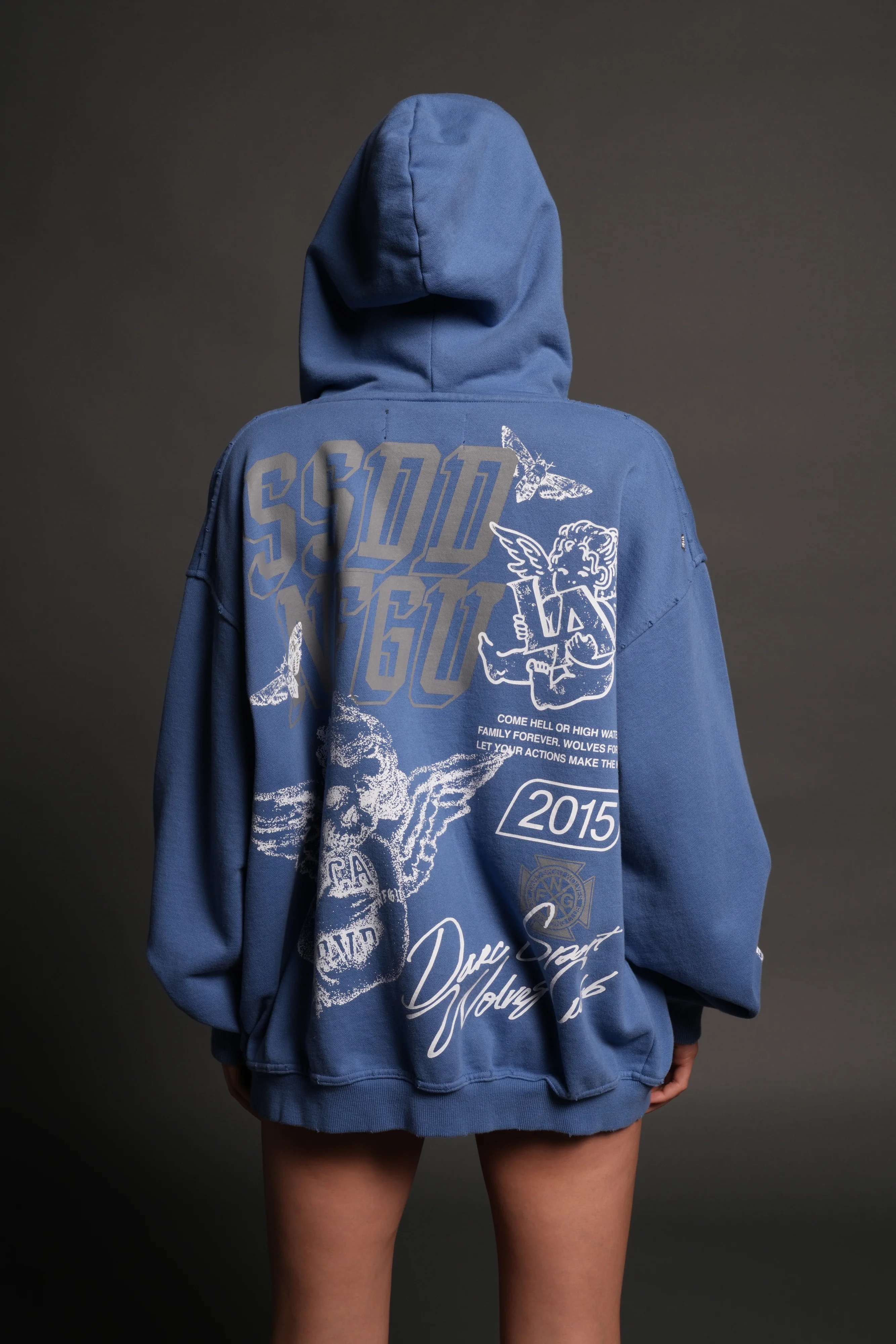La Ca Frvr Grunge Moatis Zip Hoodie in La Blue - Image 10