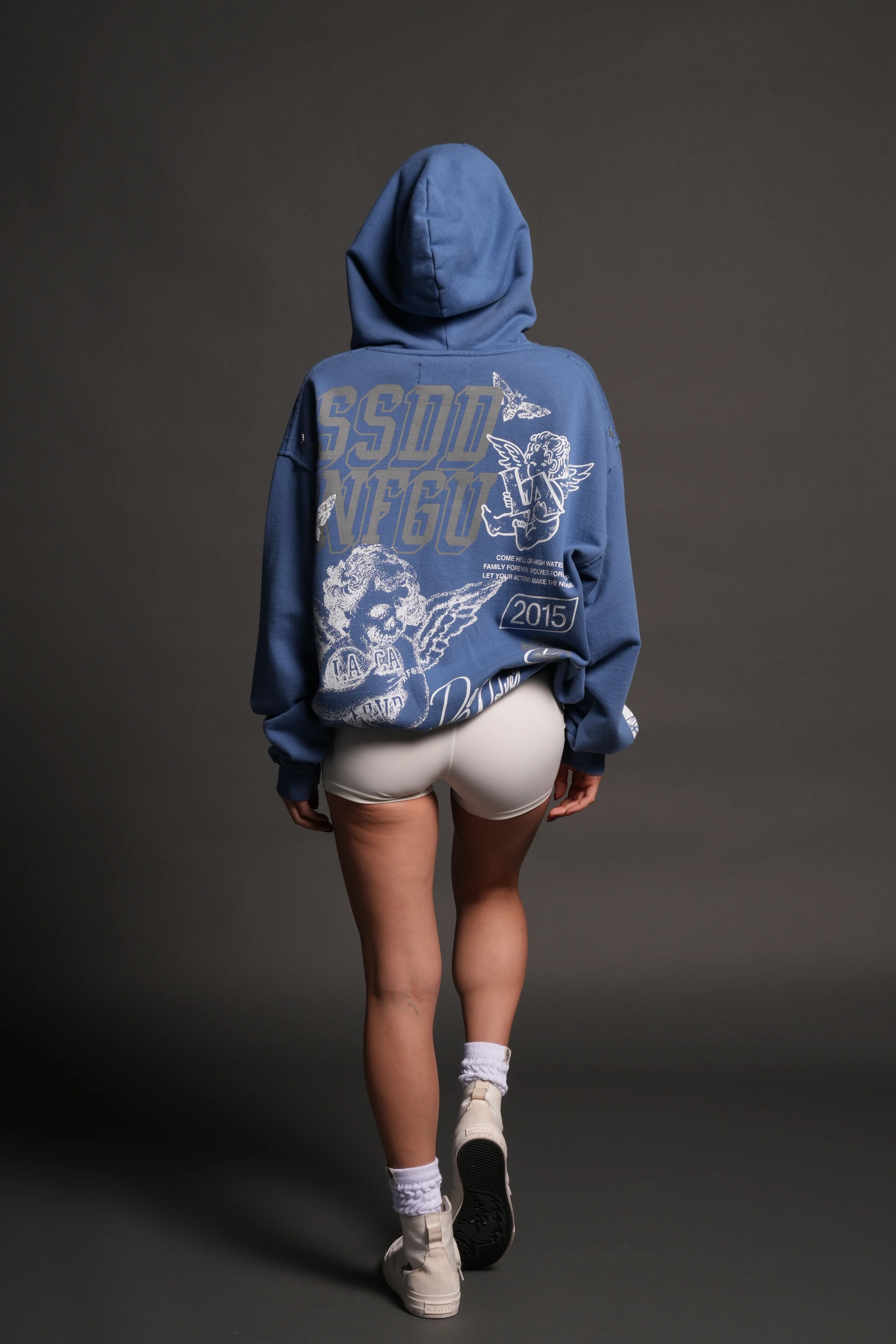 La Ca Frvr Grunge Moatis Zip Hoodie in La Blue - Image 12