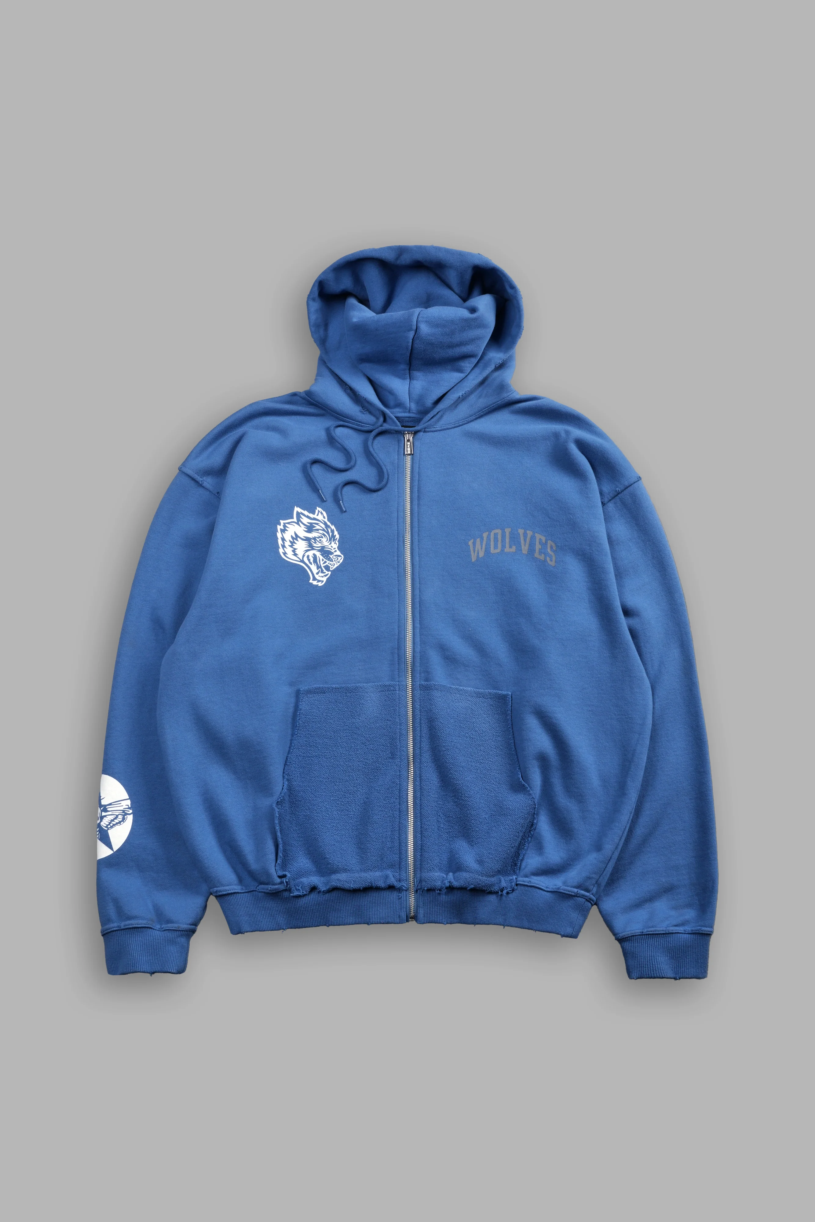 La Ca Frvr Grunge Moatis Zip Hoodie in La Blue - Image 3