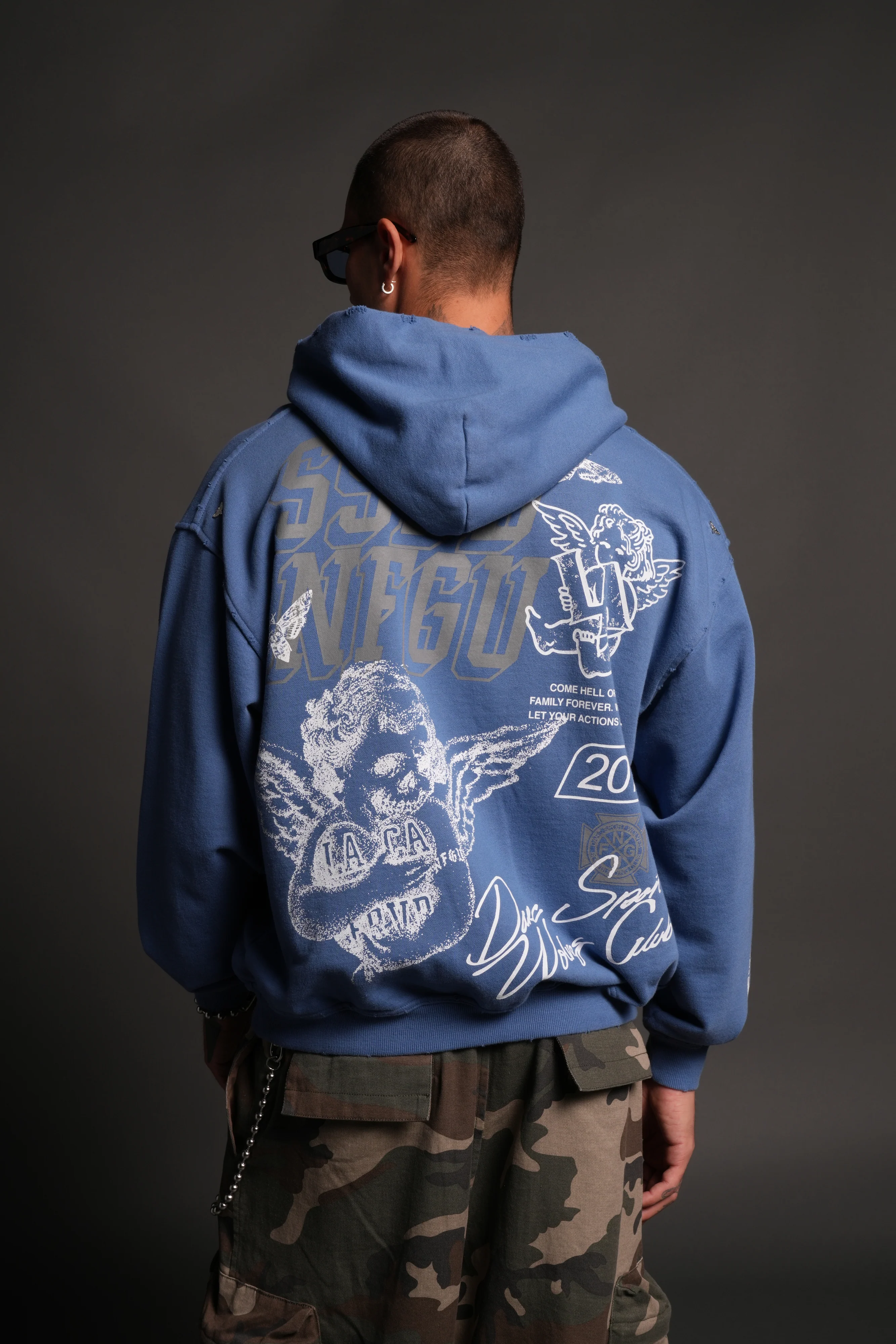 La Ca Frvr Grunge Moatis Zip Hoodie in La Blue - Image 4