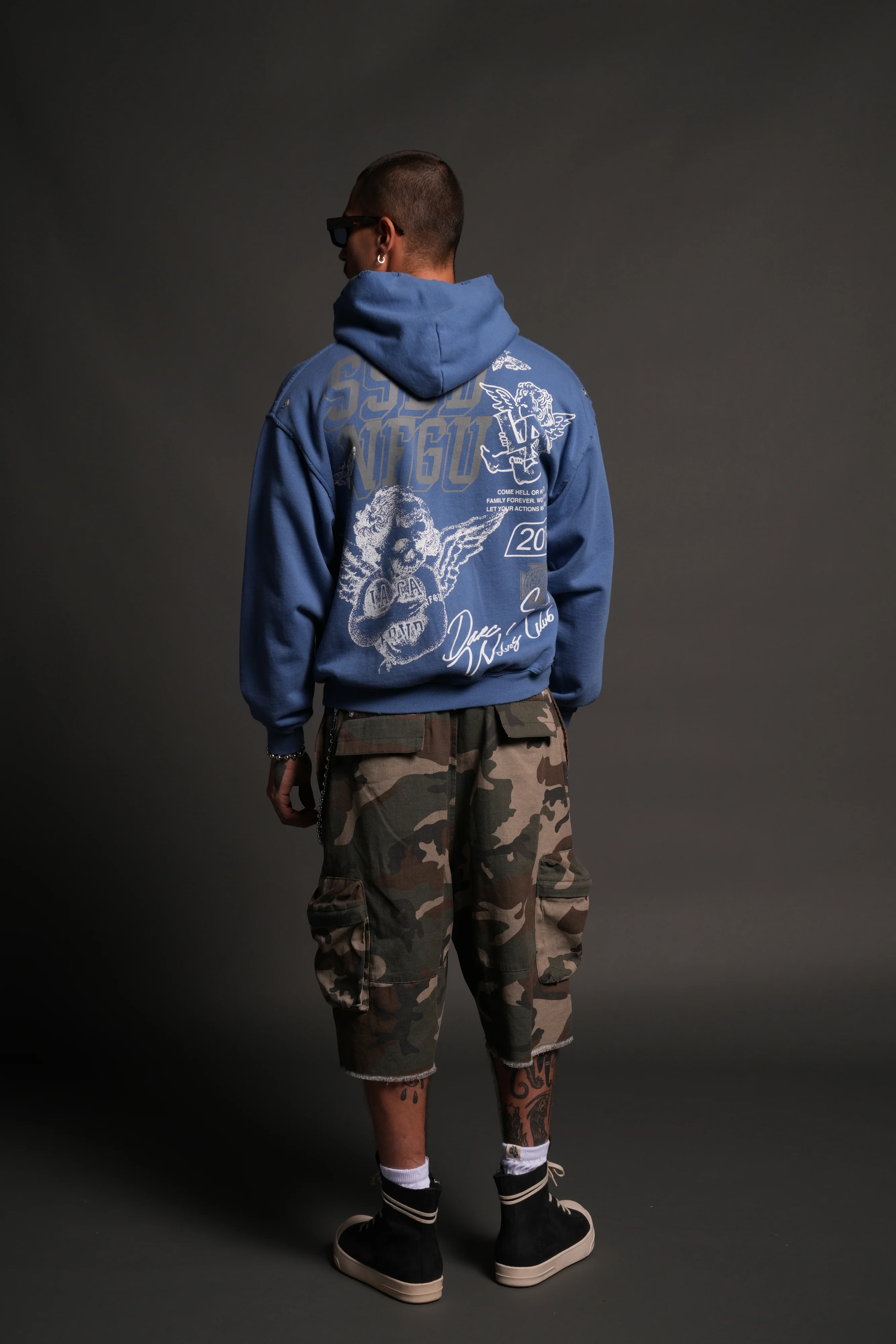 La Ca Frvr Grunge Moatis Zip Hoodie in La Blue - Image 6