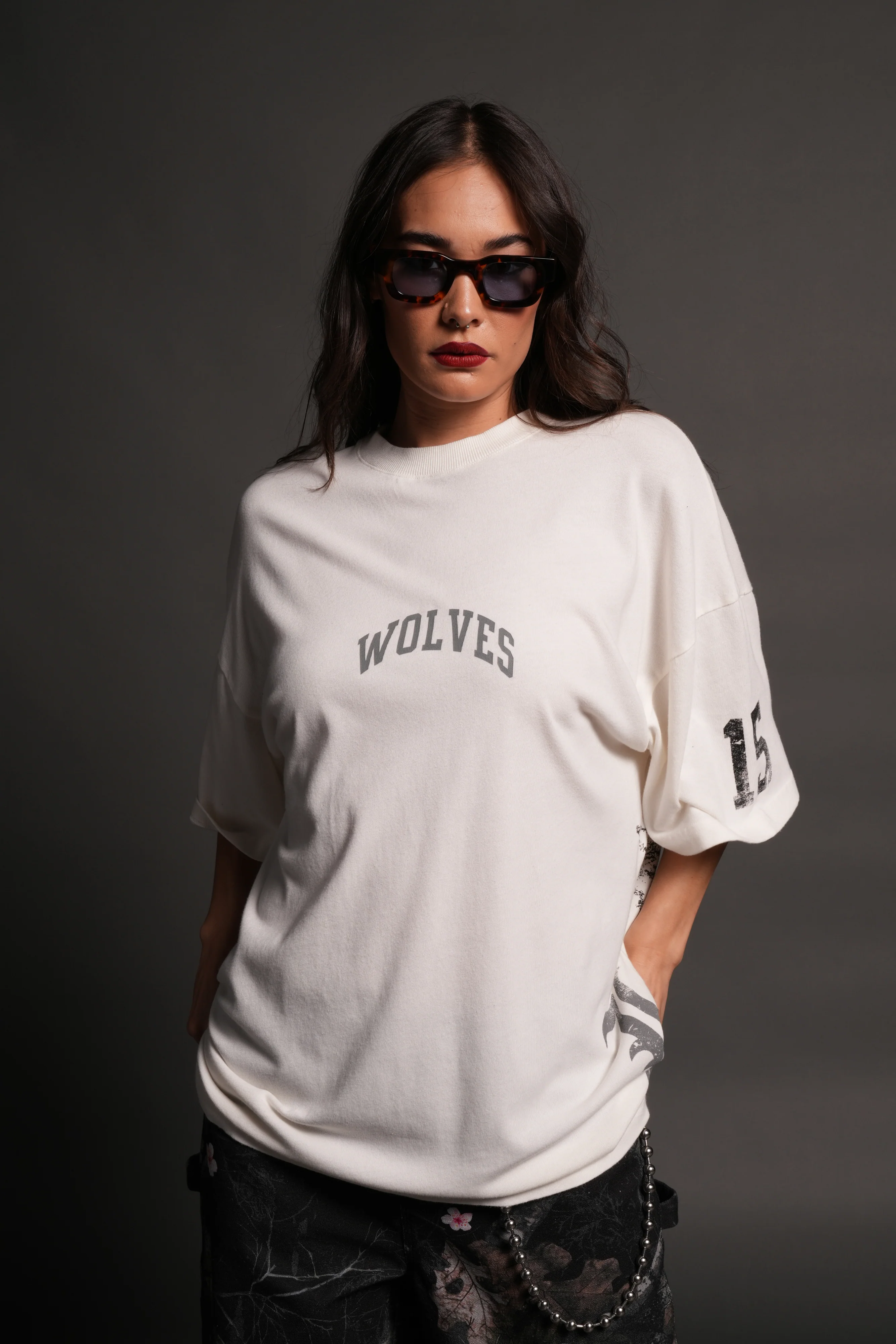La Ca Frvr Premium Oversized Tee in Cream - Image 14