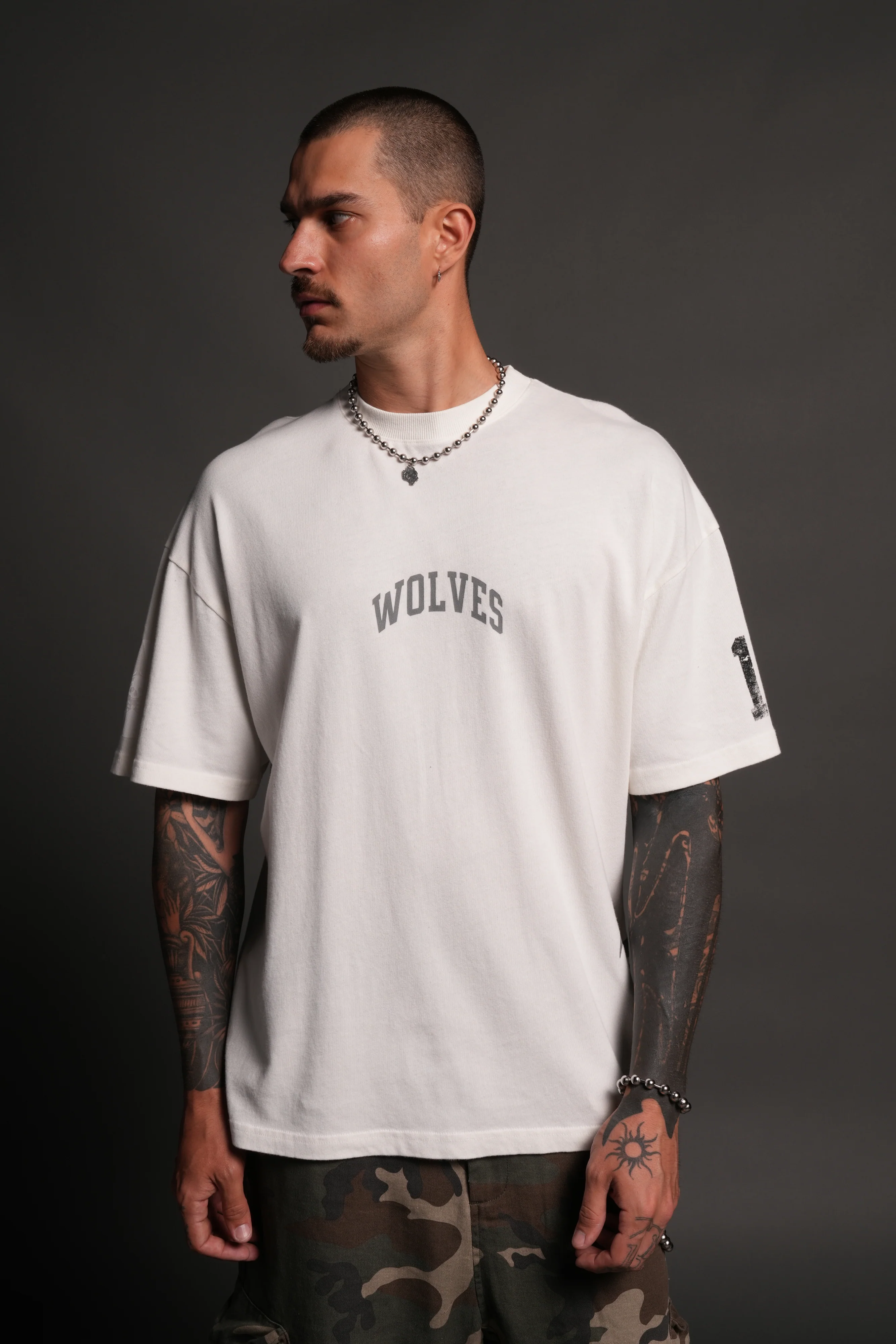 La Ca Frvr Premium Oversized Tee in Cream - Image 2