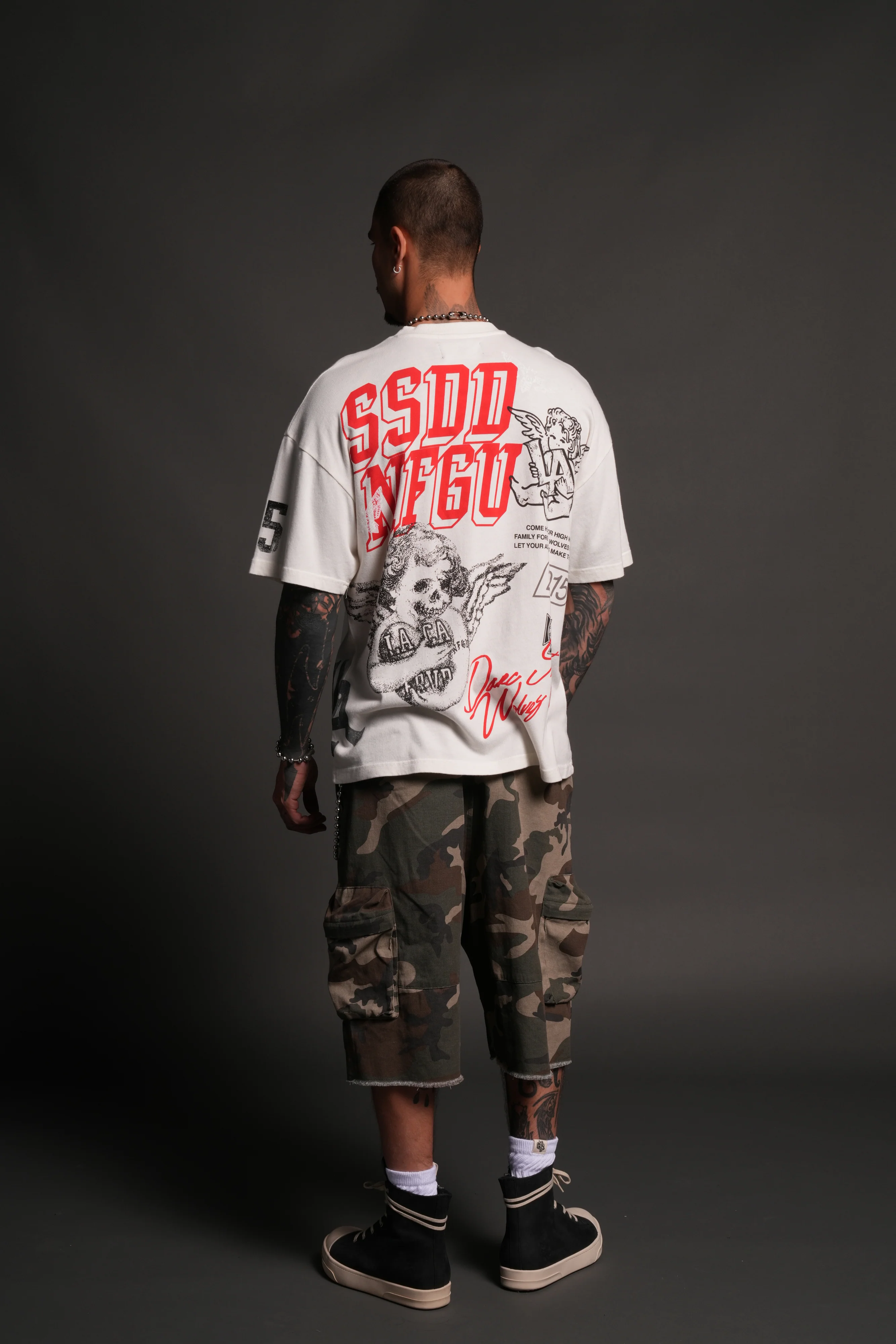 La Ca Frvr Premium Oversized Tee in Cream - Image 6