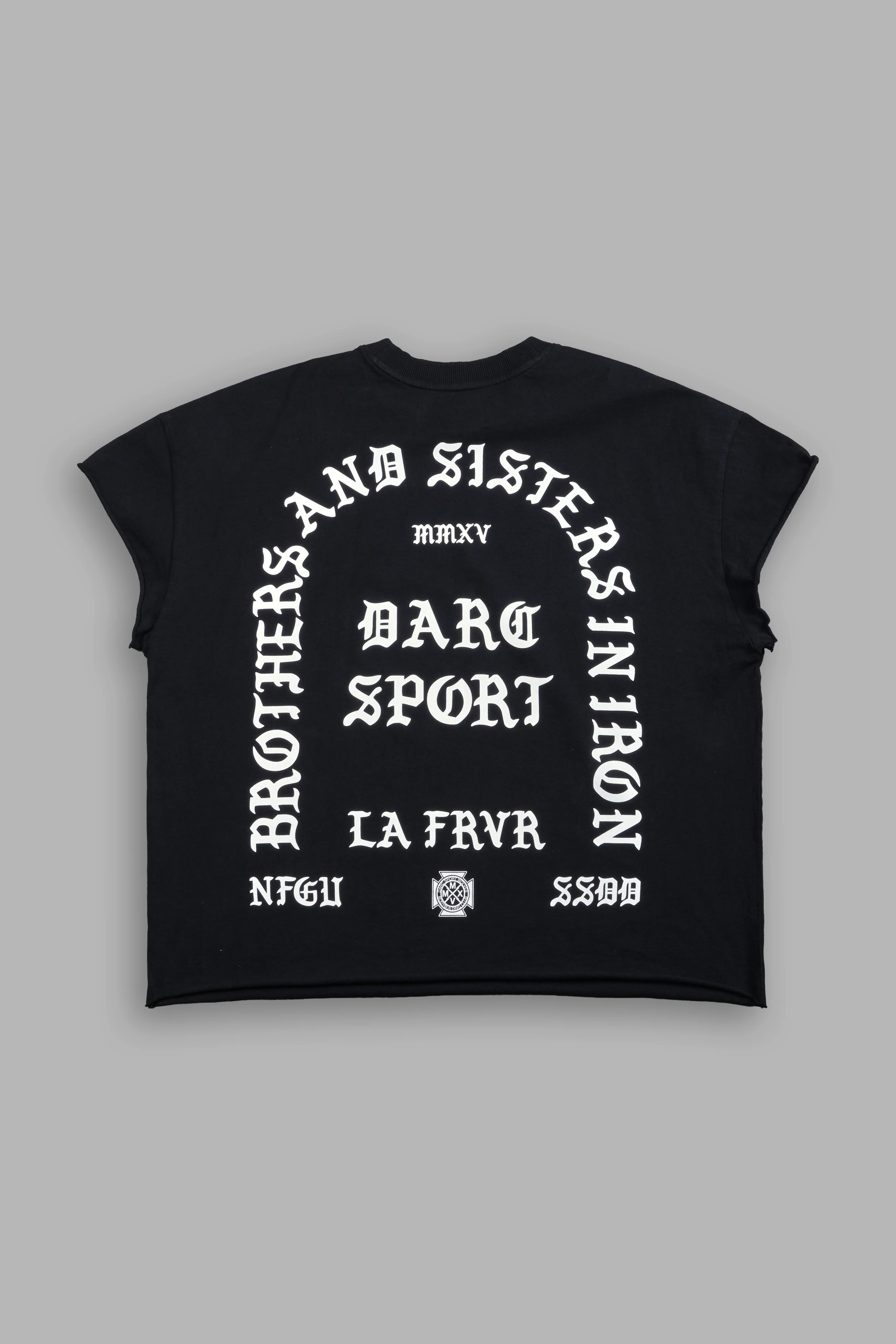 La Cherub Grunge Mid Length Raw Hem Cap Sleeve Tee in Black