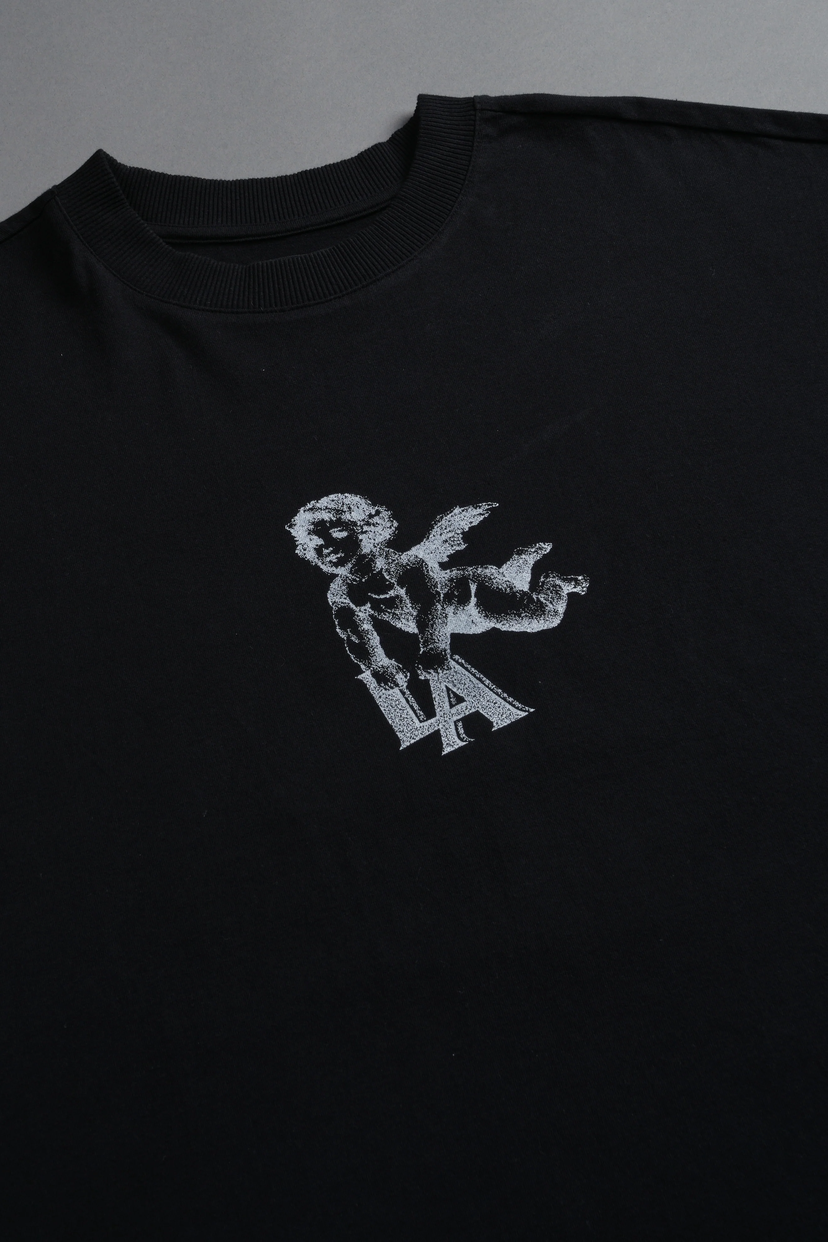 La Cherub Grunge Mid Length Raw Hem Cap Sleeve Tee in Black - Image 7