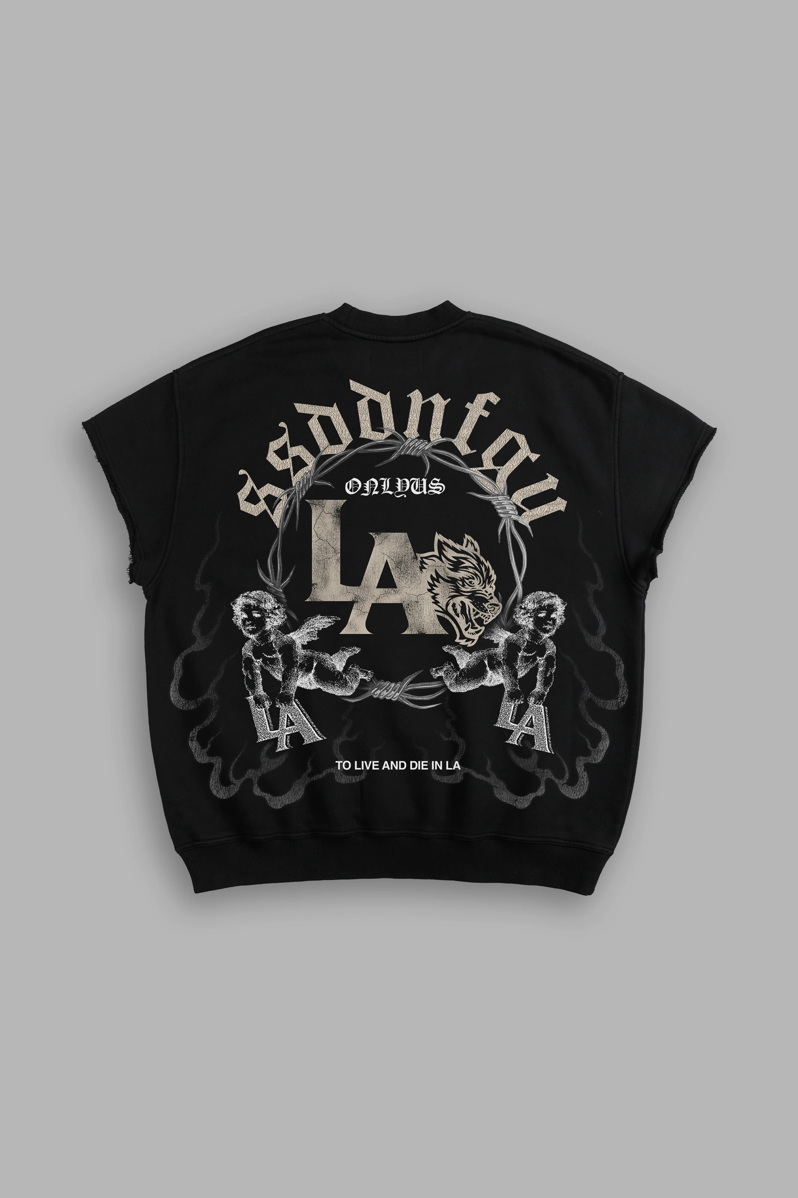 La Heritage Cap Sleeve London Crewneck in Black