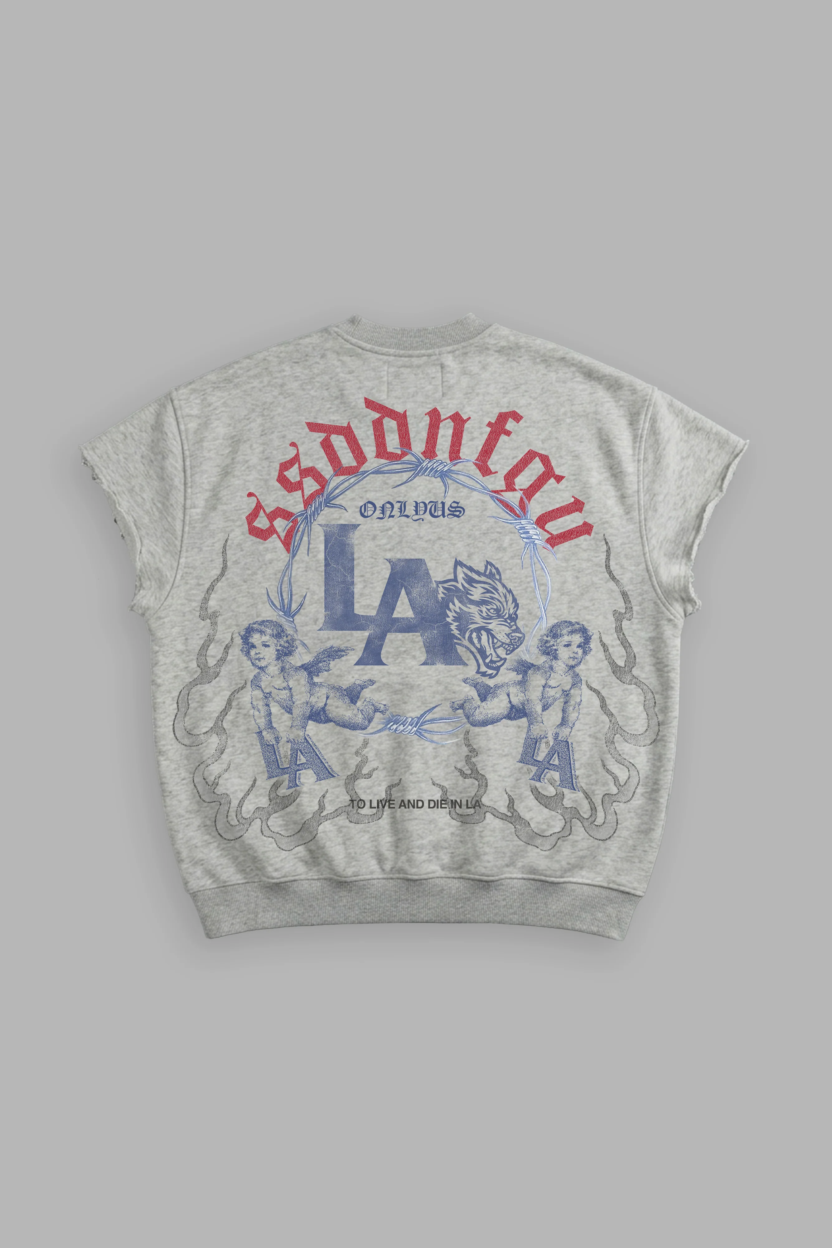 La Heritage Cap Sleeve London Crewneck in Light Athletic Gray
