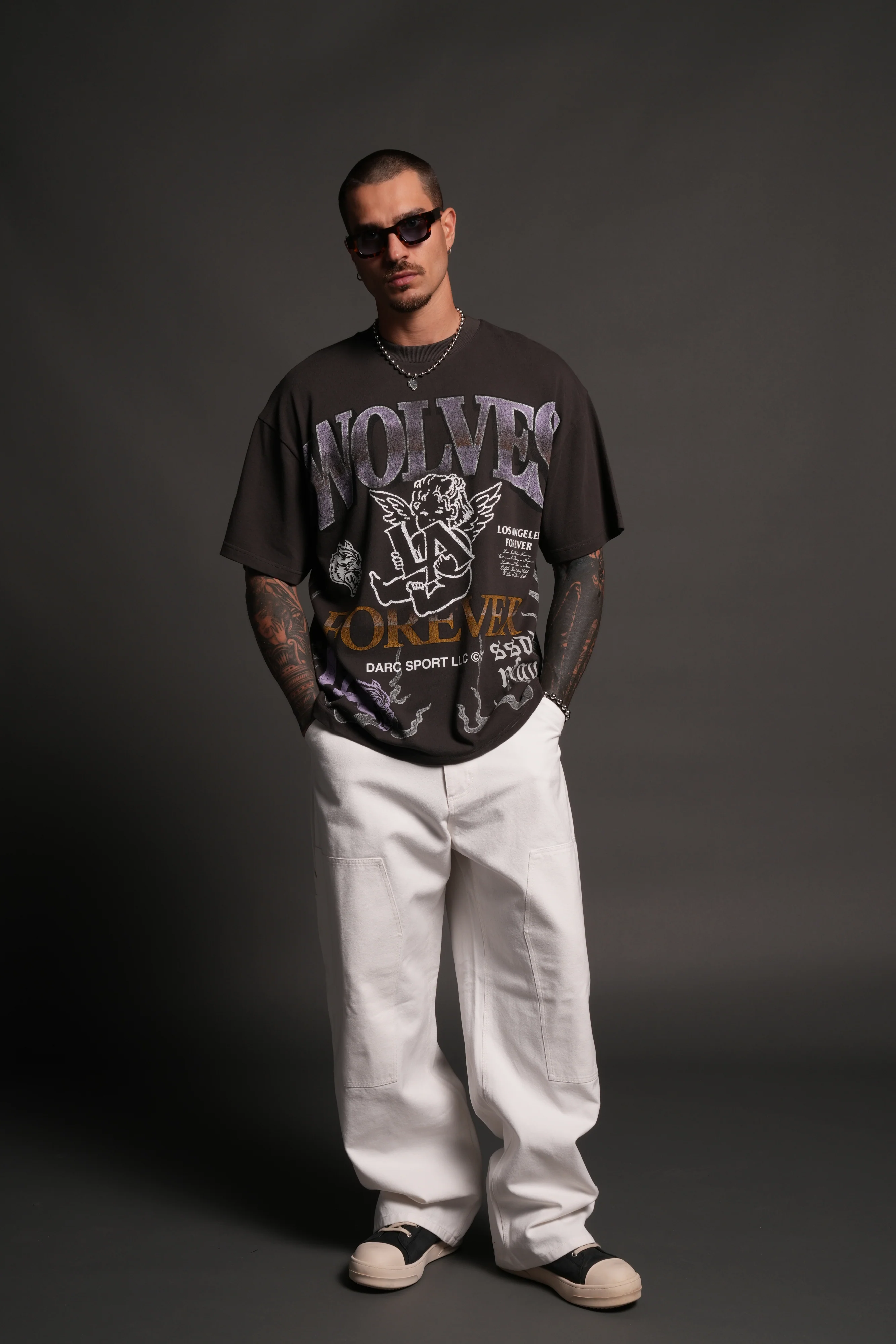 La Heritage Premium Oversized Tee in Wolf Gray - Image 11