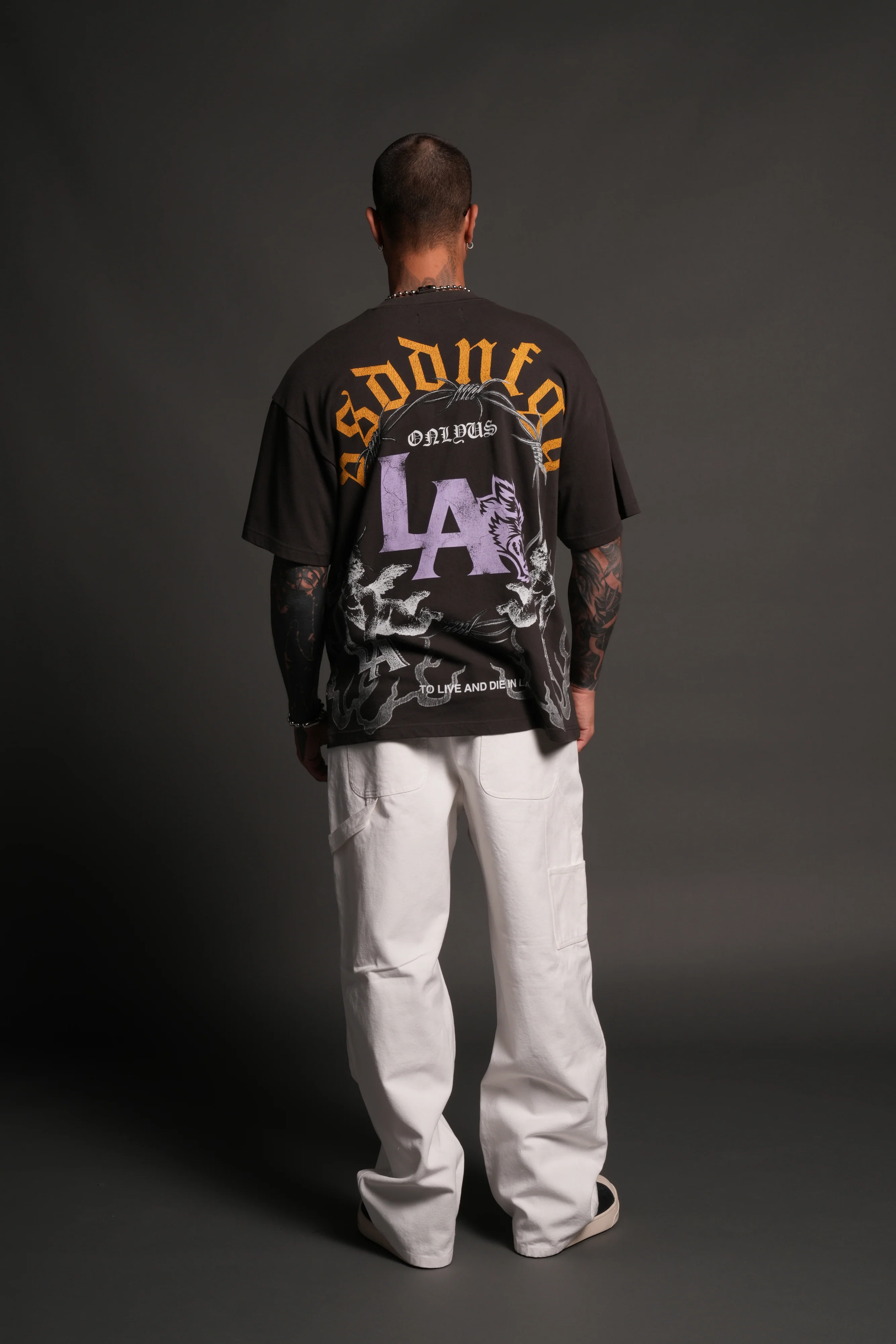 La Heritage Premium Oversized Tee in Wolf Gray - Image 12