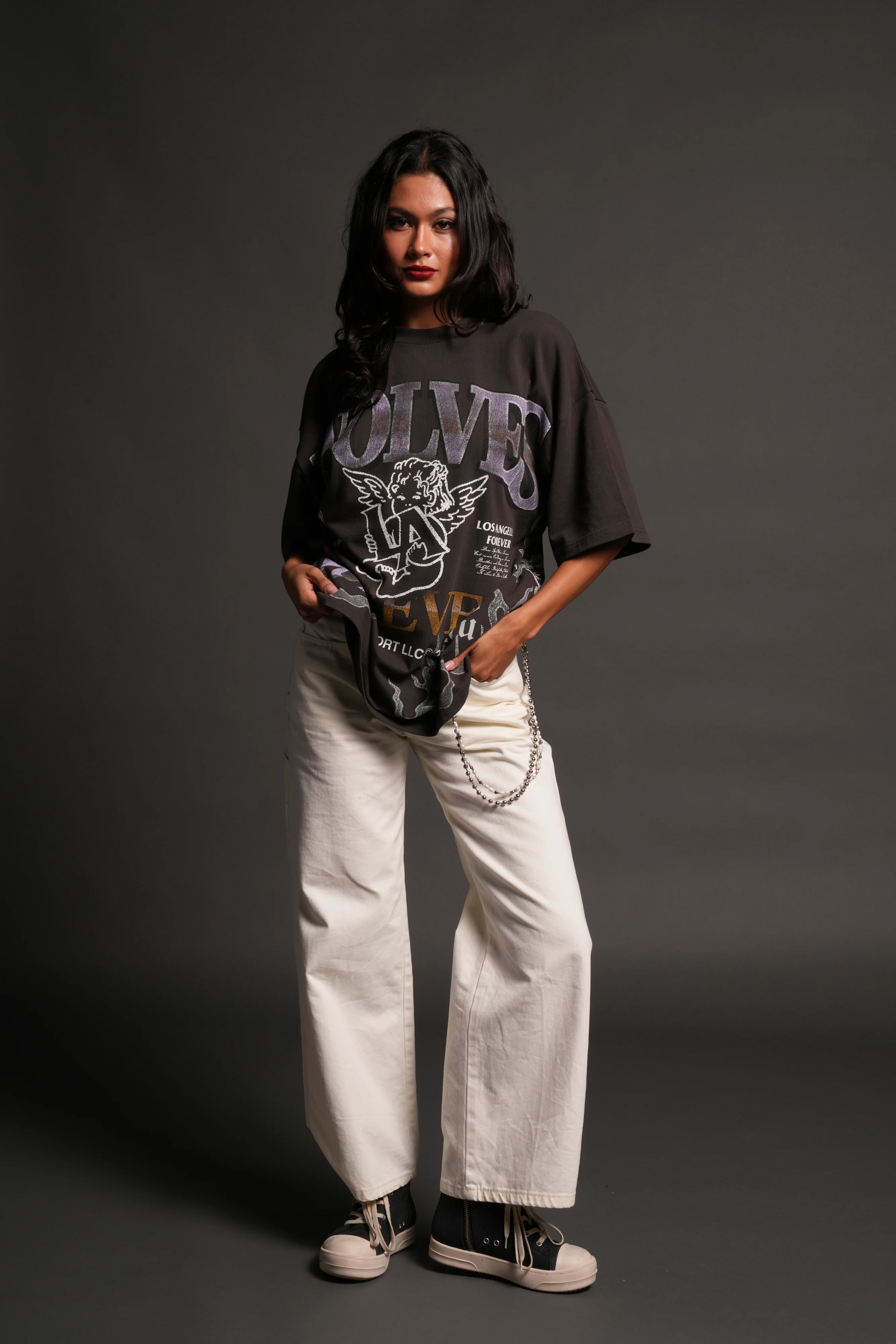 La Heritage Premium Oversized Tee in Wolf Gray - Image 5