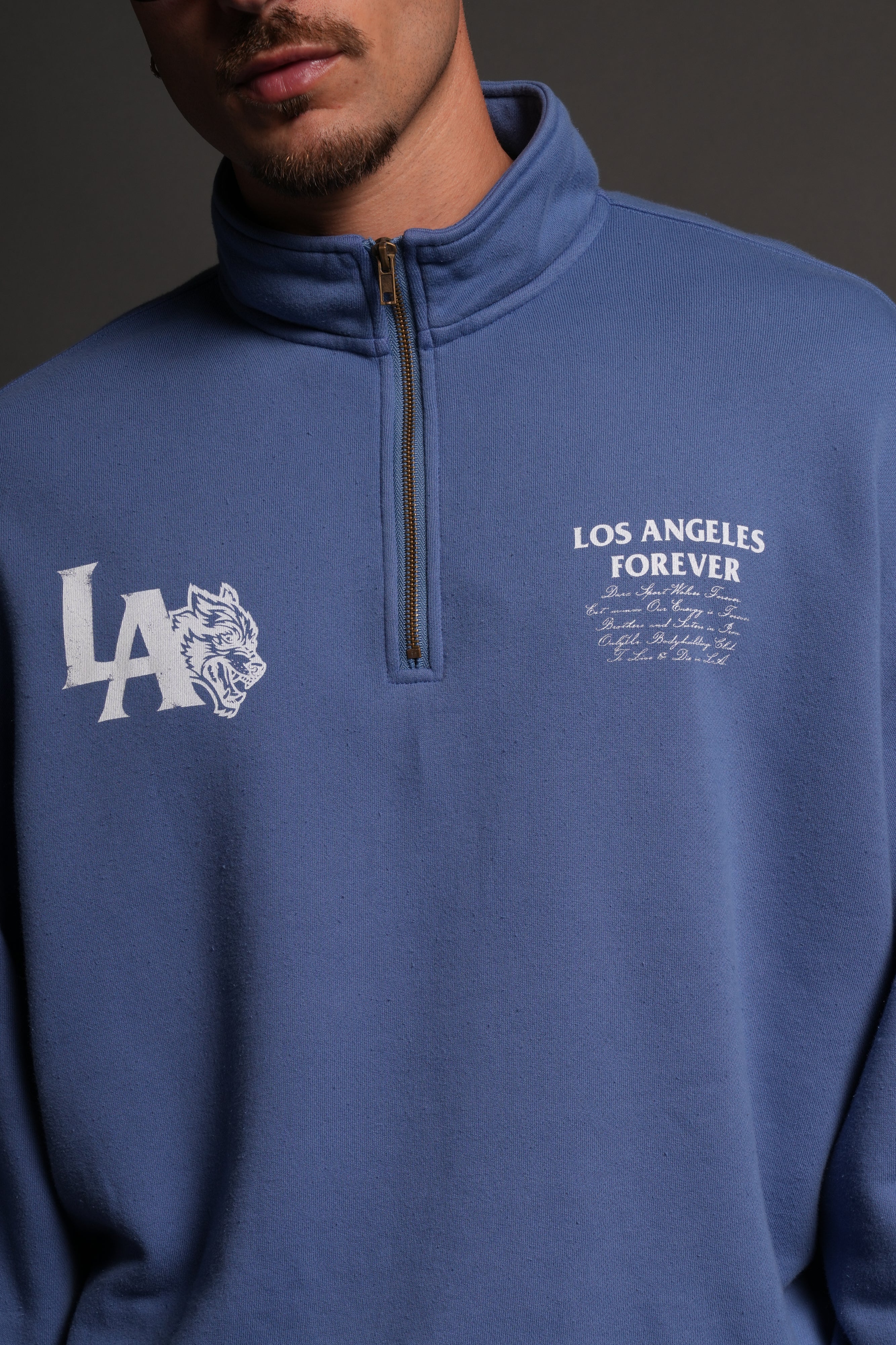 La Wolves V2 Duke 1/4 Zip Mock Neck in La Blue - Image 11
