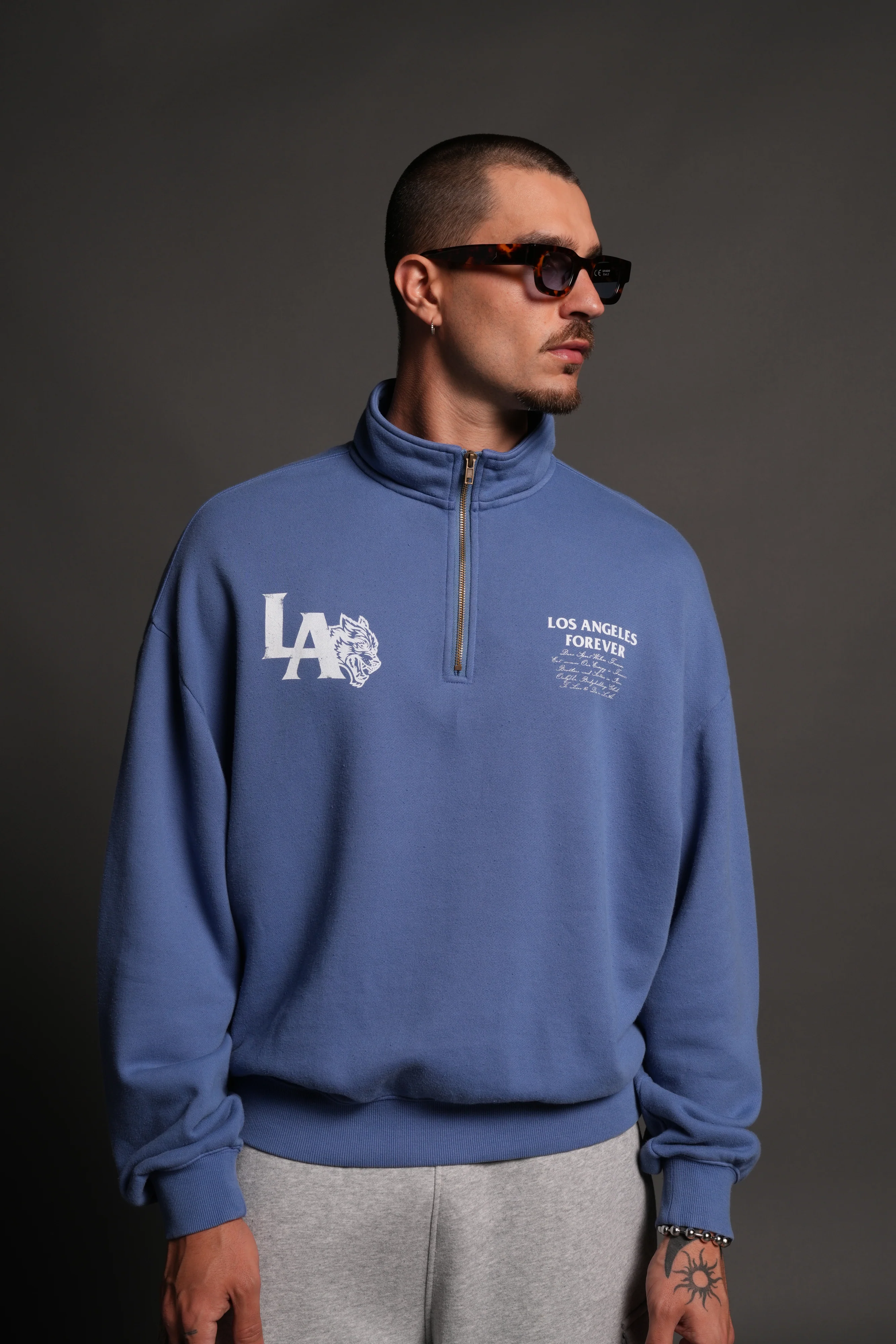 La Wolves V2 Duke 1/4 Zip Mock Neck in La Blue - Image 4