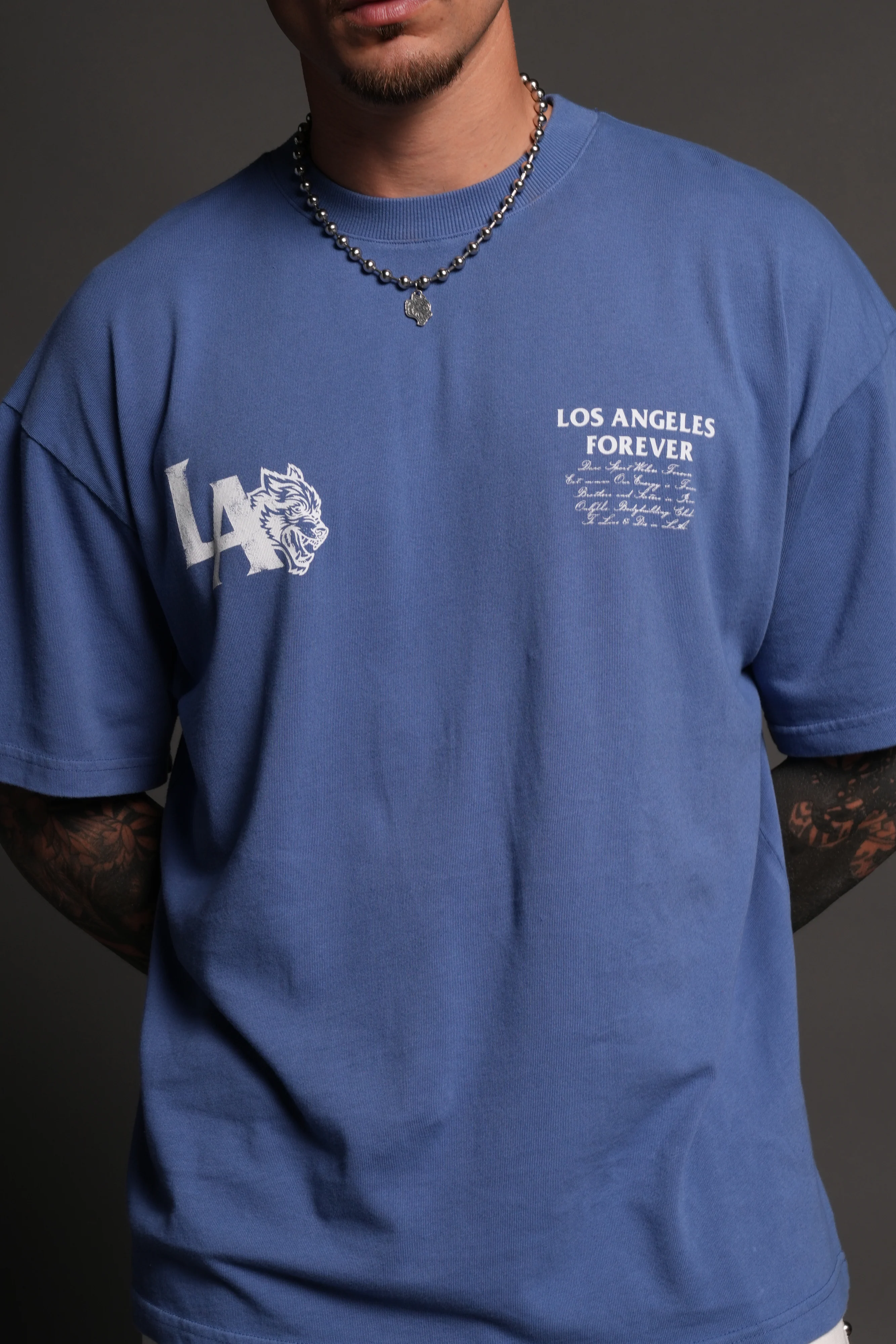 La Wolves V2 Premium Oversized Tee in La Blue - Image 10