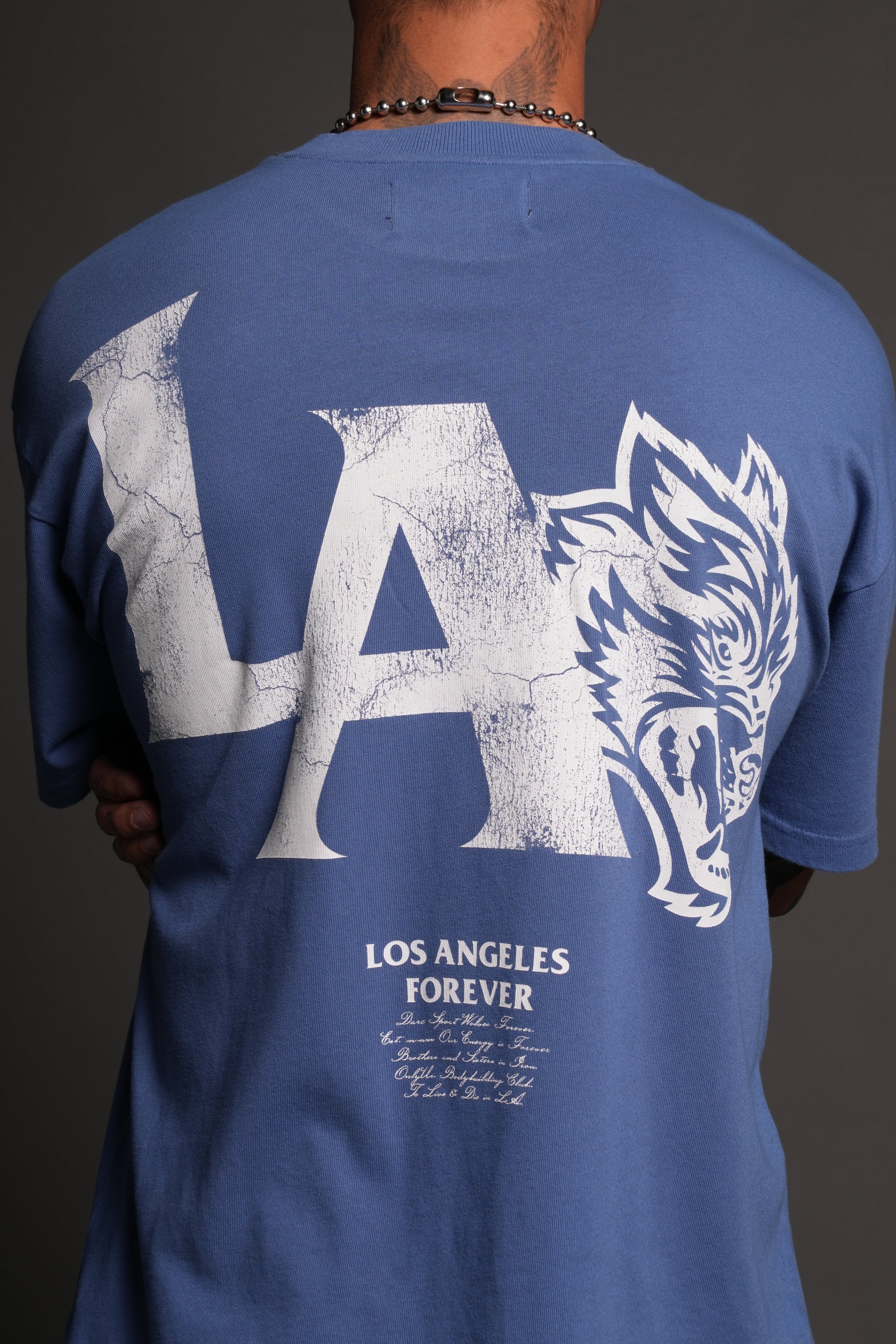La Wolves V2 Premium Oversized Tee in La Blue - Image 11