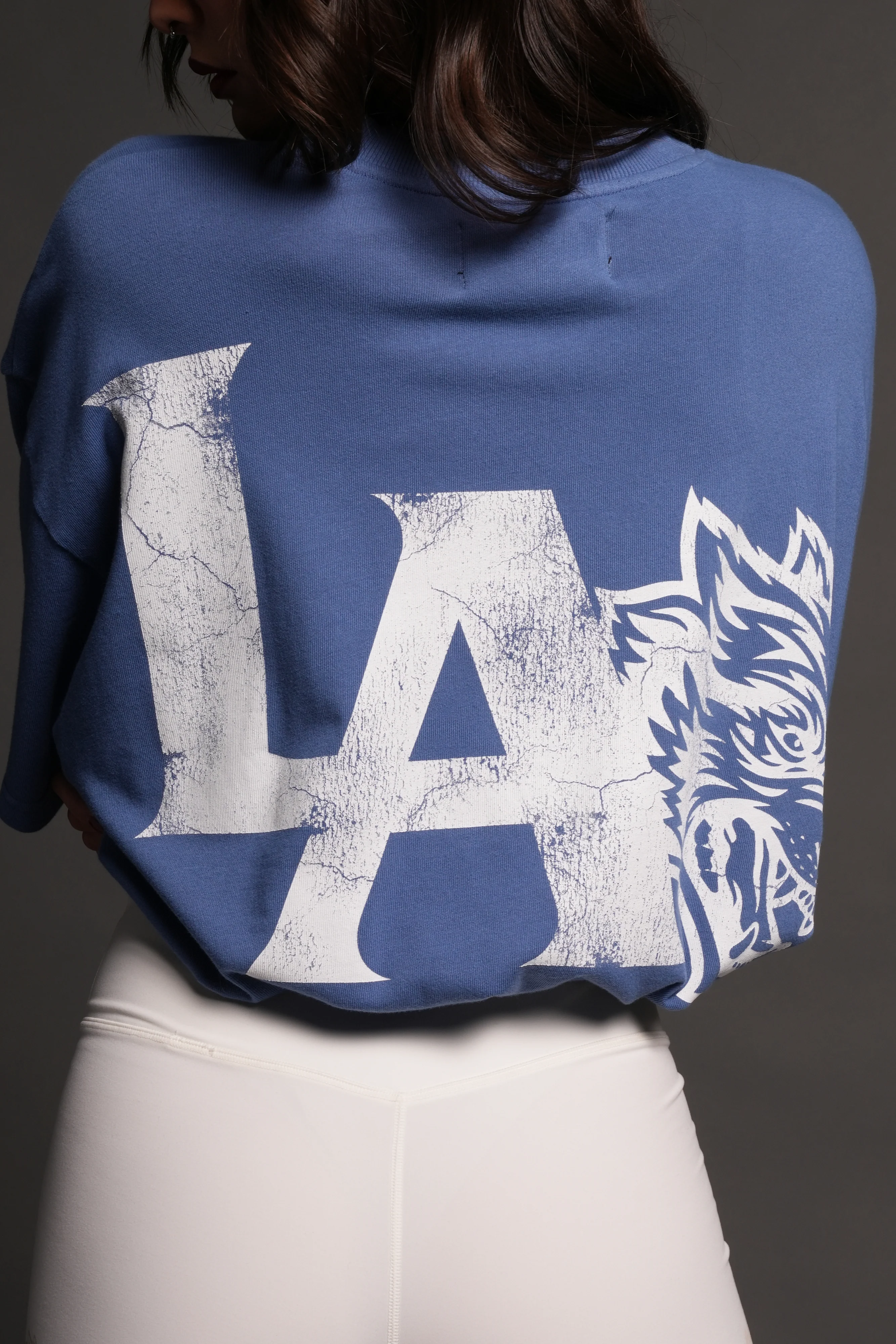 La Wolves V2 Premium Oversized Tee in La Blue - Image 17