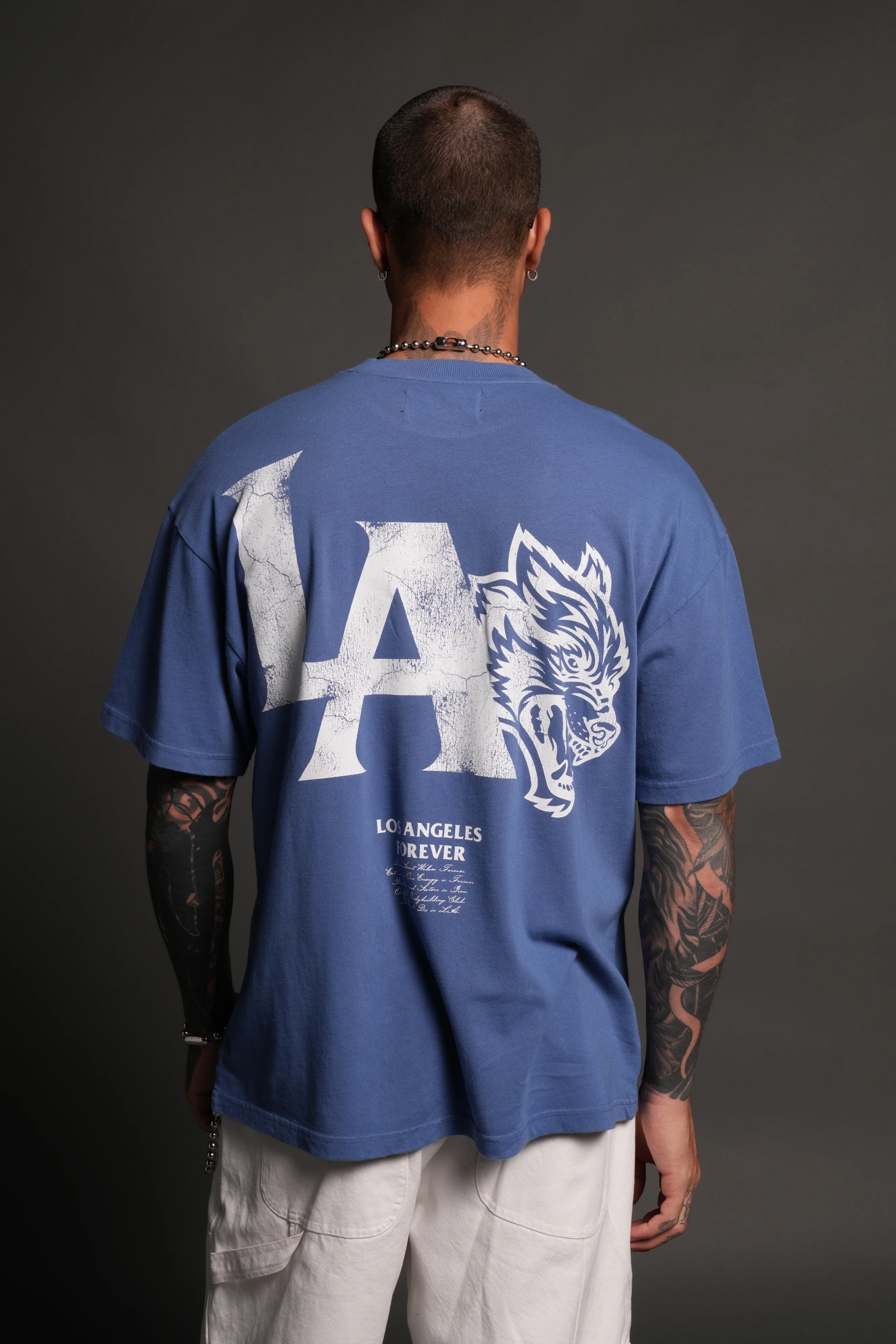La Wolves V2 Premium Oversized Tee in La Blue - Image 4