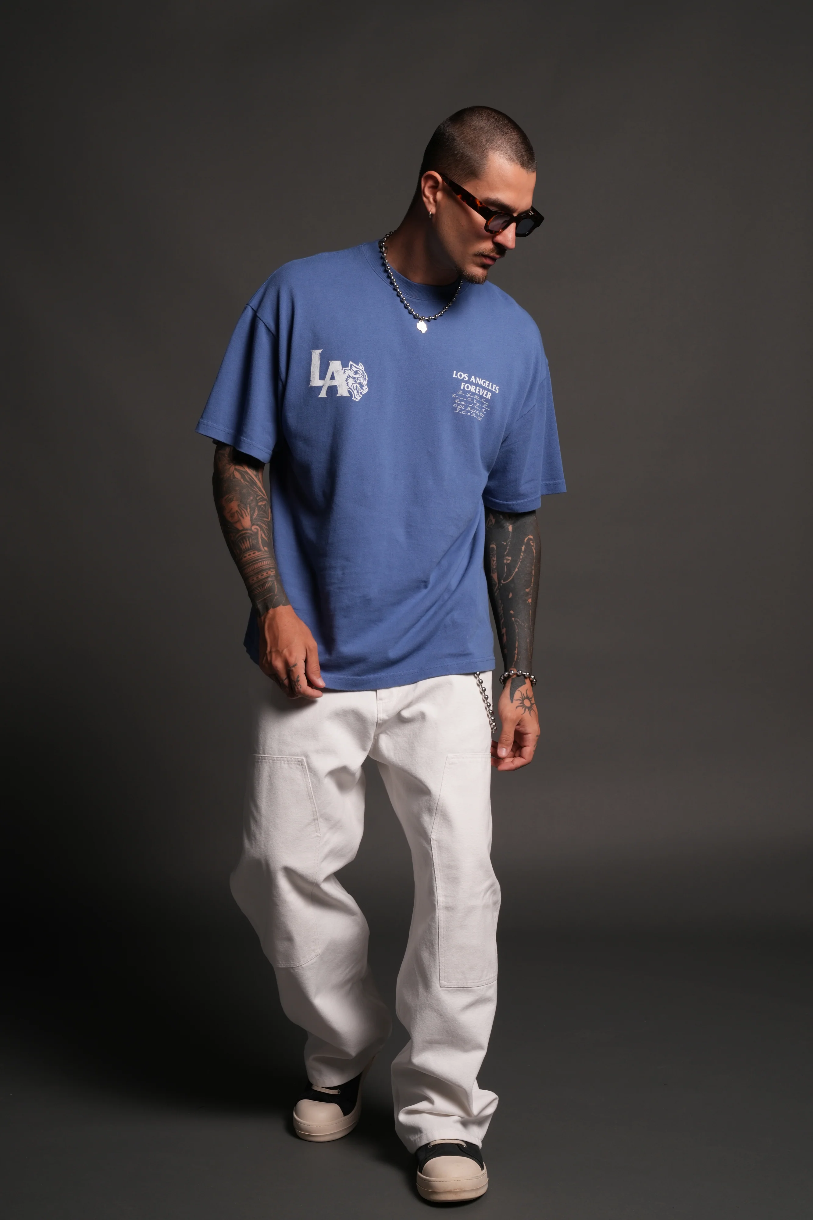 La Wolves V2 Premium Oversized Tee in La Blue - Image 5