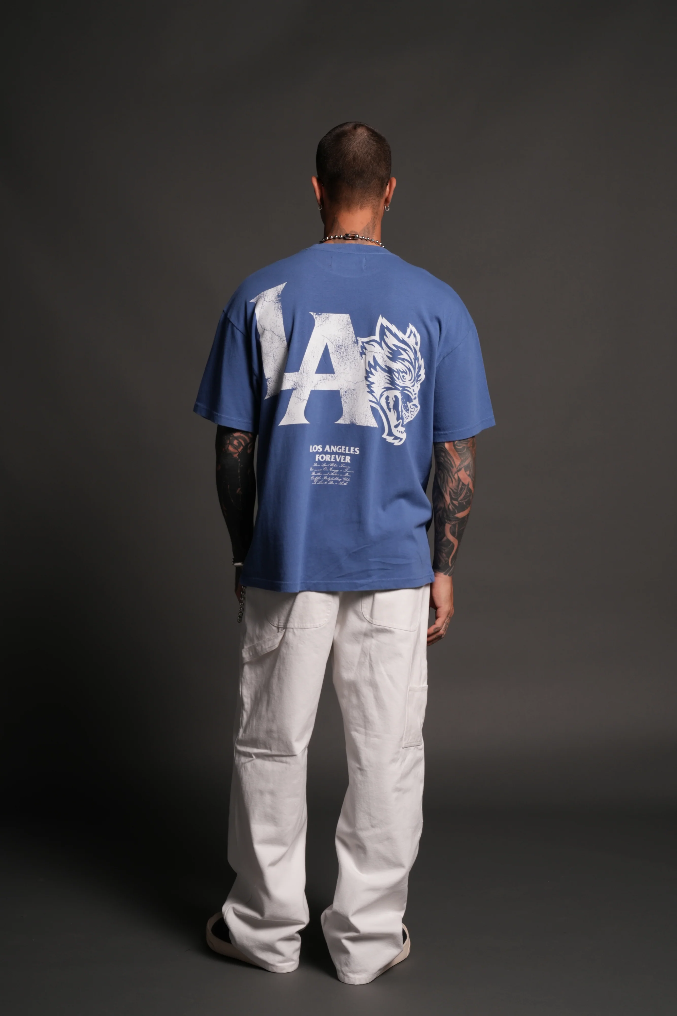 La Wolves V2 Premium Oversized Tee in La Blue - Image 6