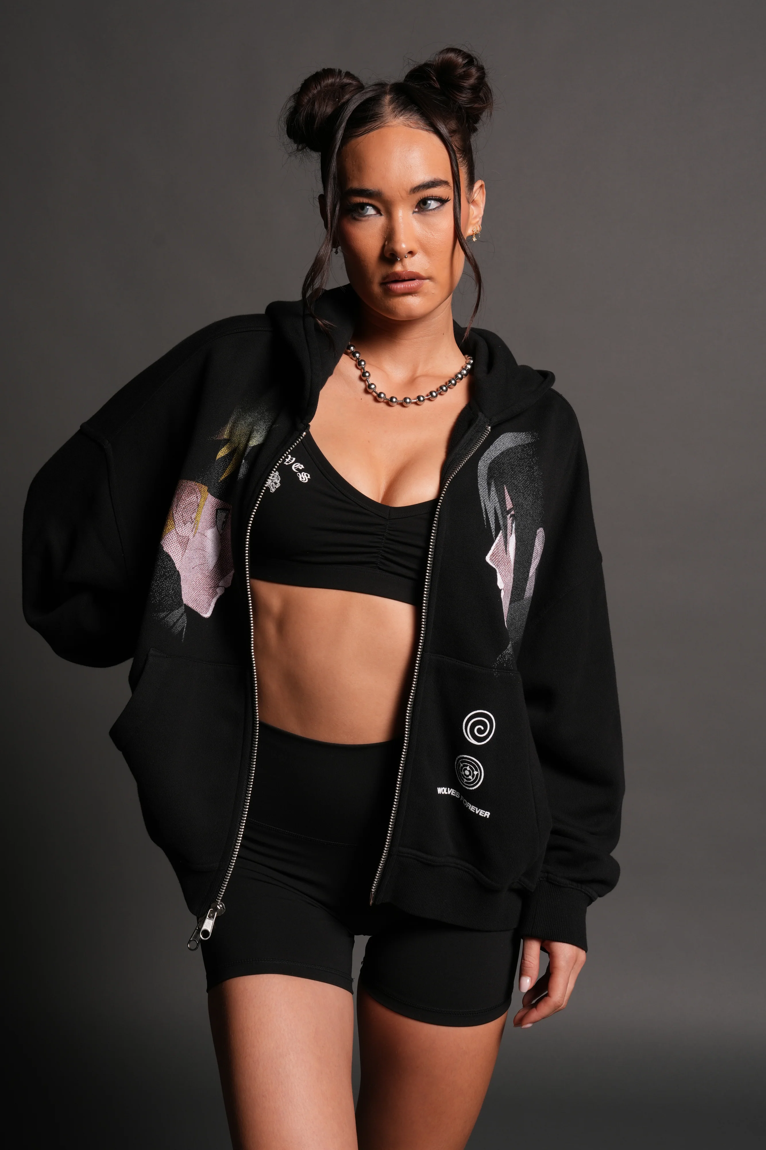 Last Battle Vex Double Zip Hoodie in Black - Image 16