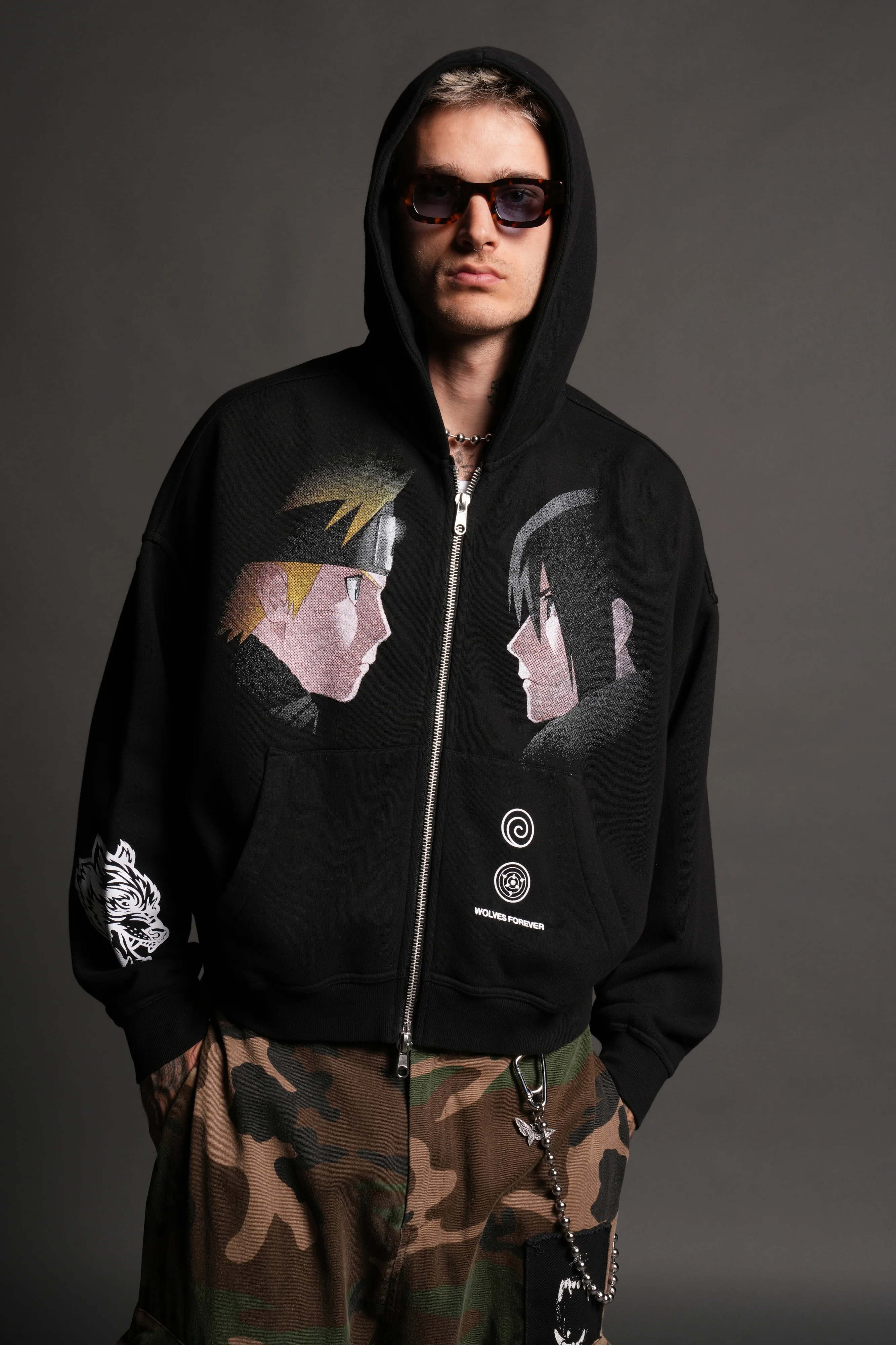 Last Battle Vex Double Zip Hoodie in Black - Image 3