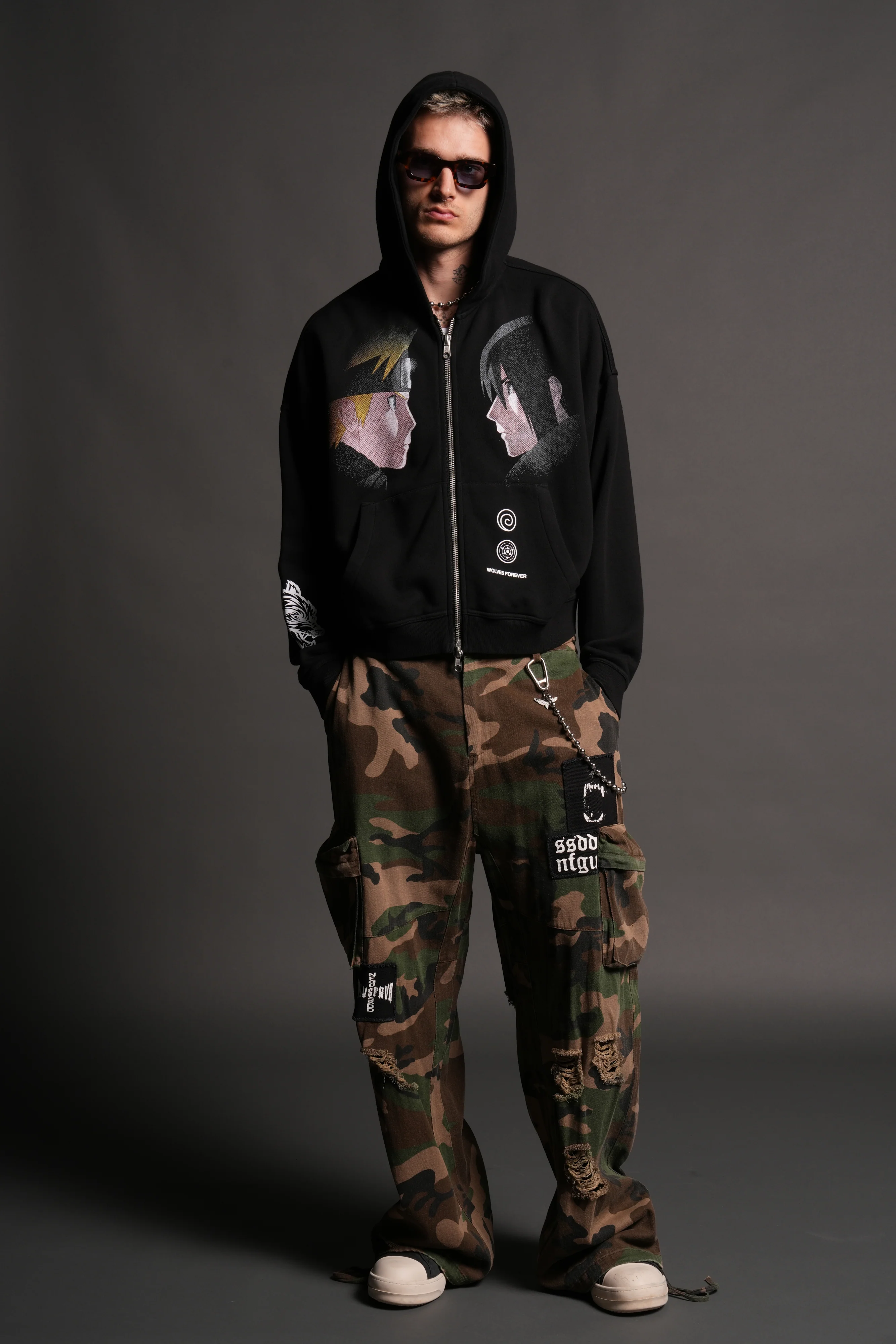 Last Battle Vex Double Zip Hoodie in Black - Image 6
