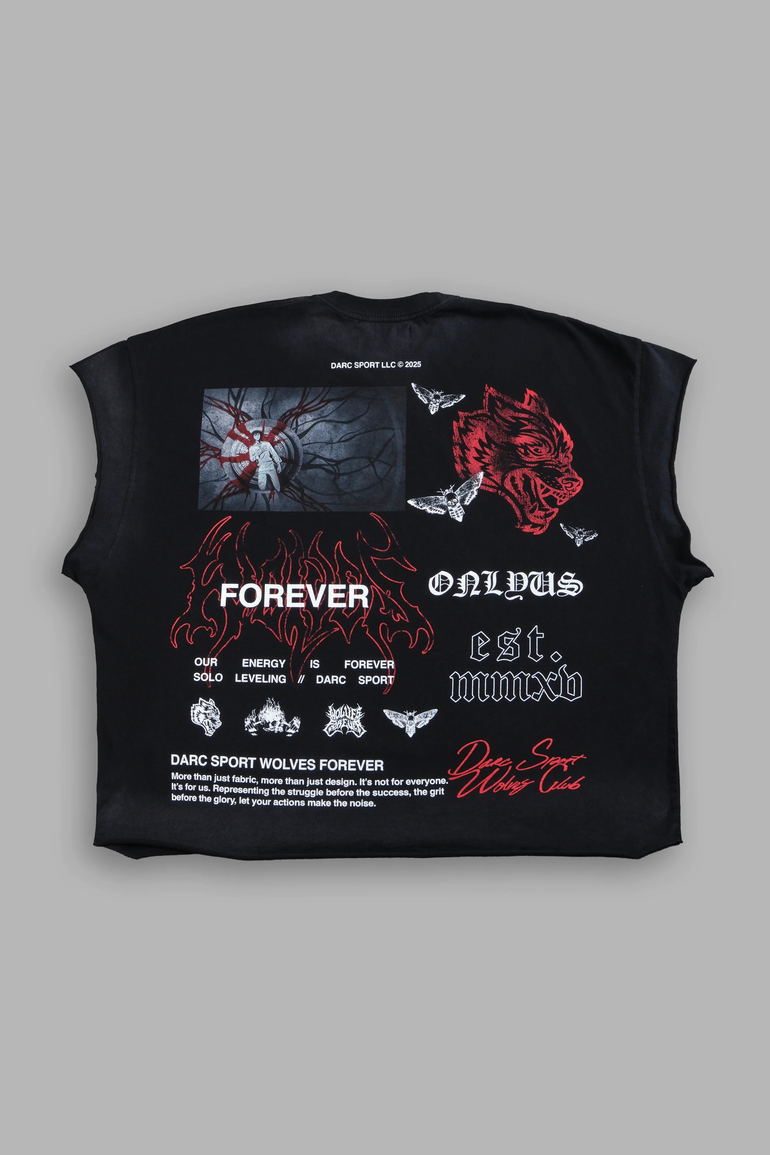 Last Breath Grunge Cut-Off Tee in Black Drift Wash