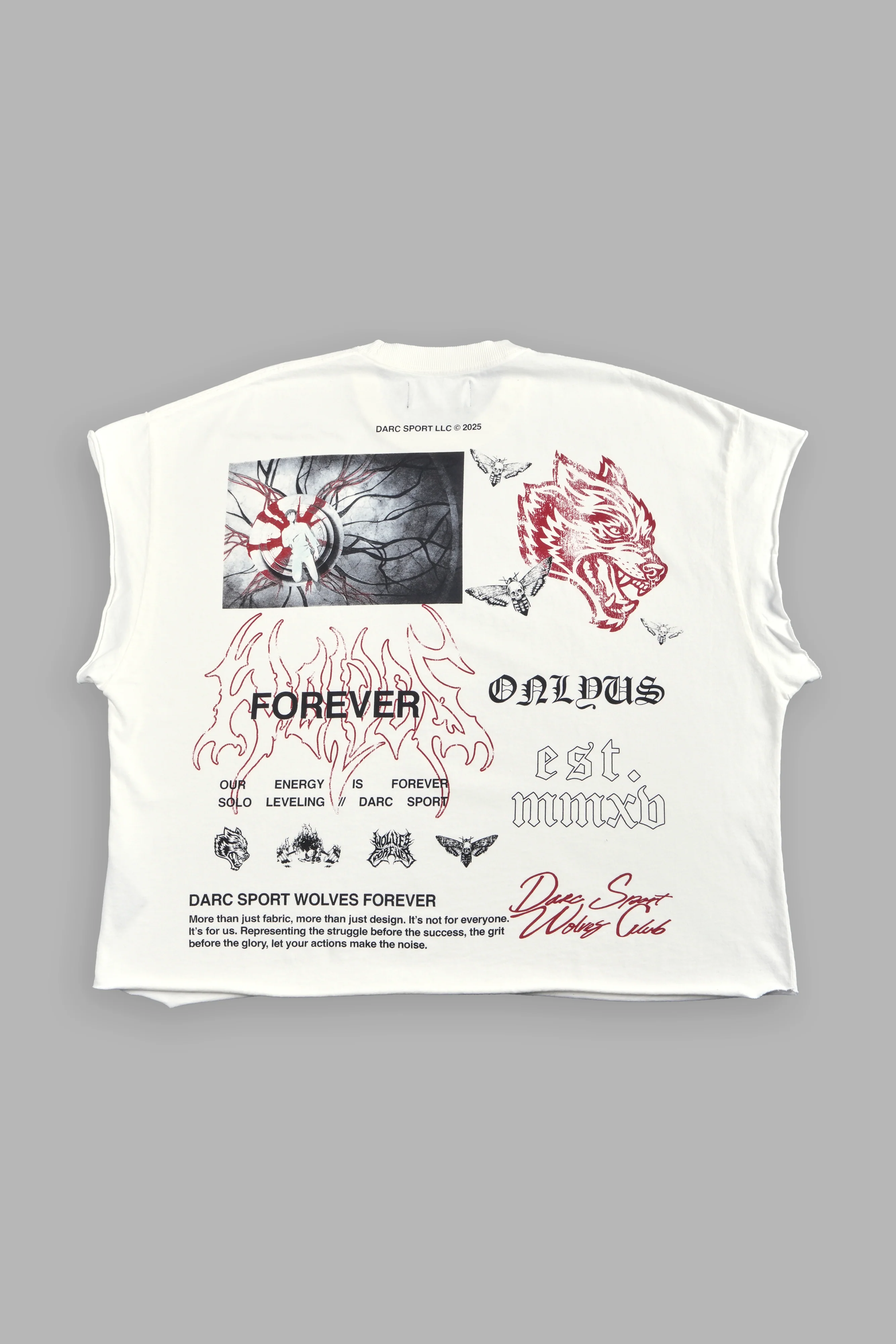 Last Breath Grunge Cut-Off Tee in Cream