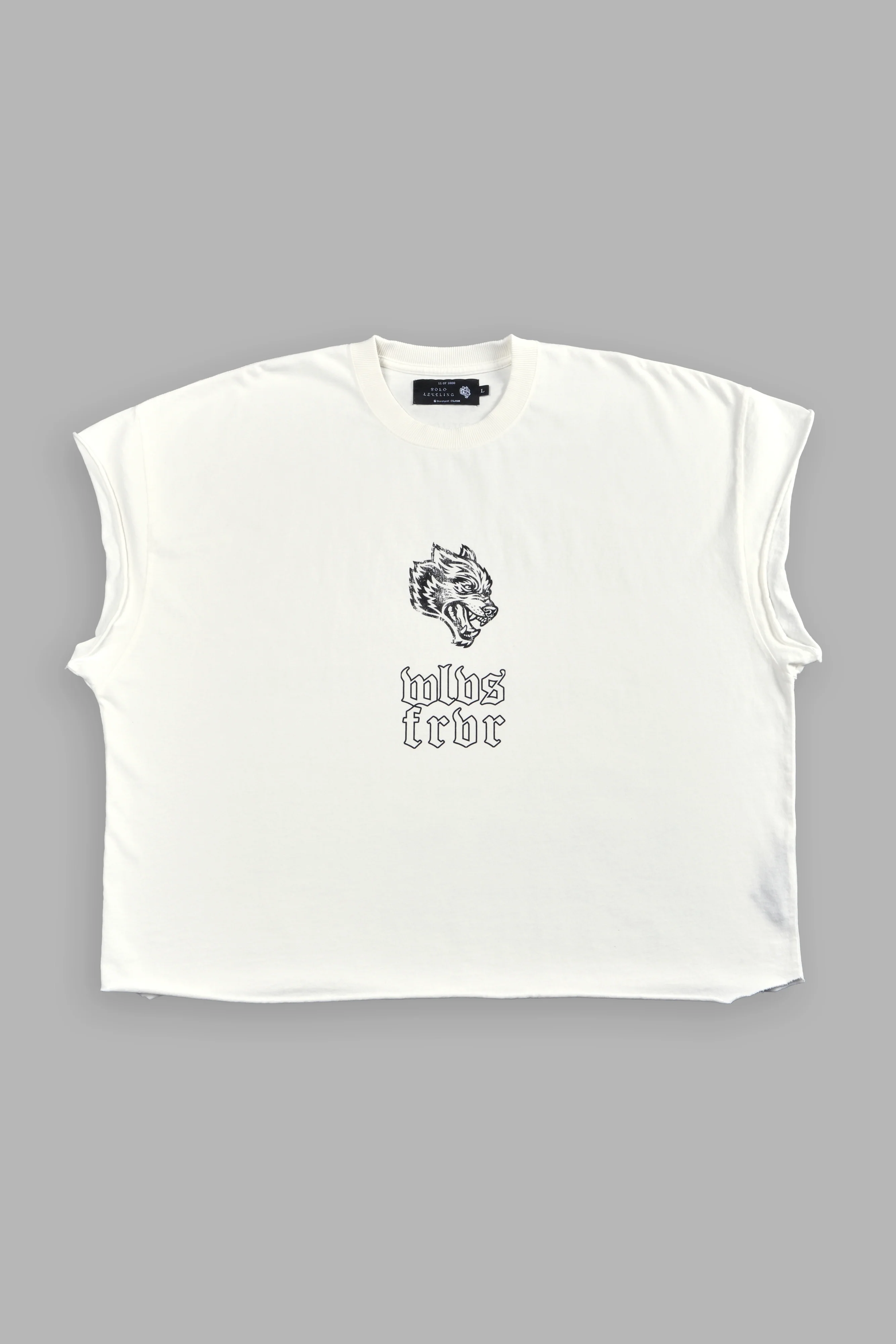 Last Breath Grunge Cut-Off Tee in Cream - Image 2