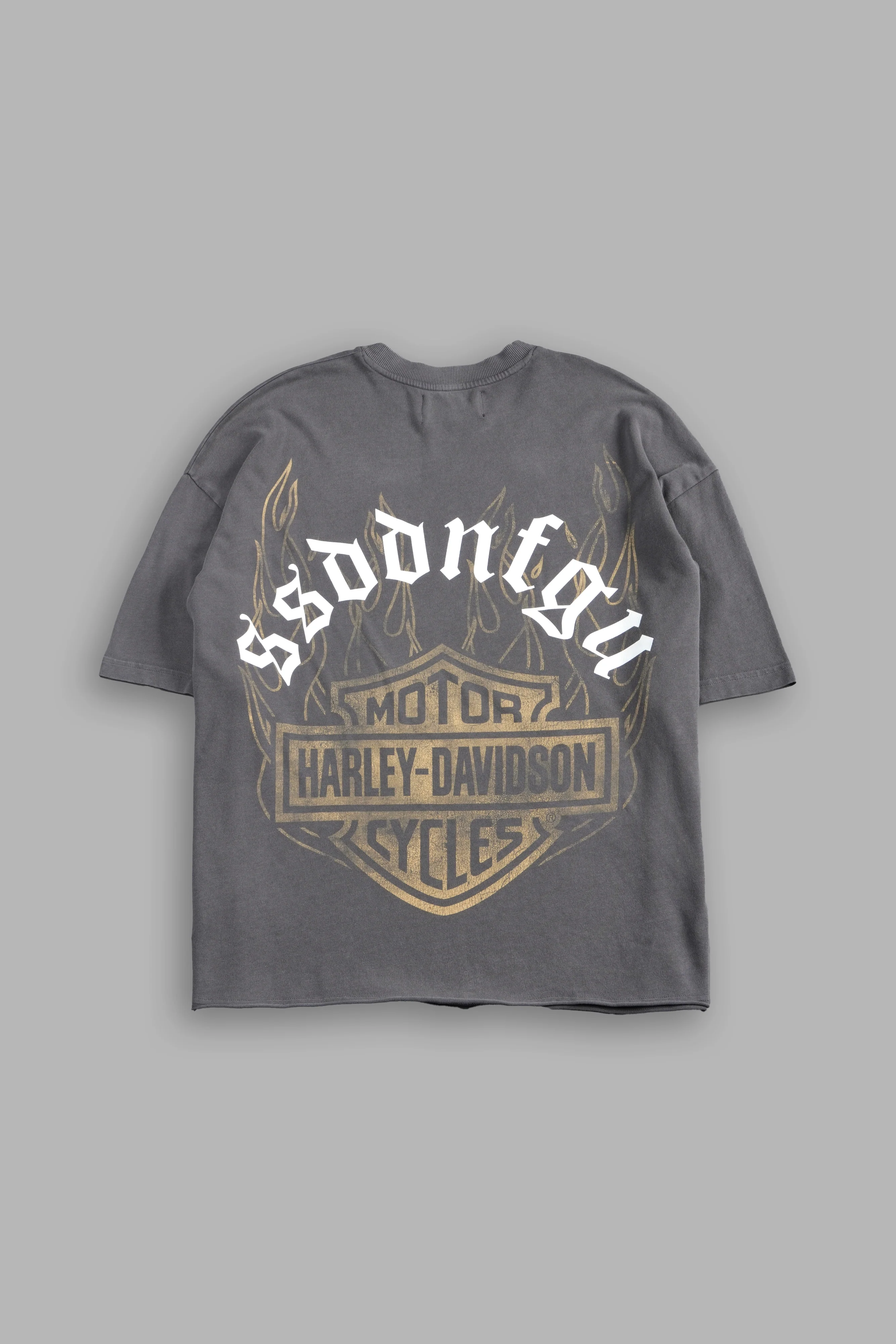 Last Ride Premium Raw Hem Box Cut Tee in Slate Gray - Image 3
