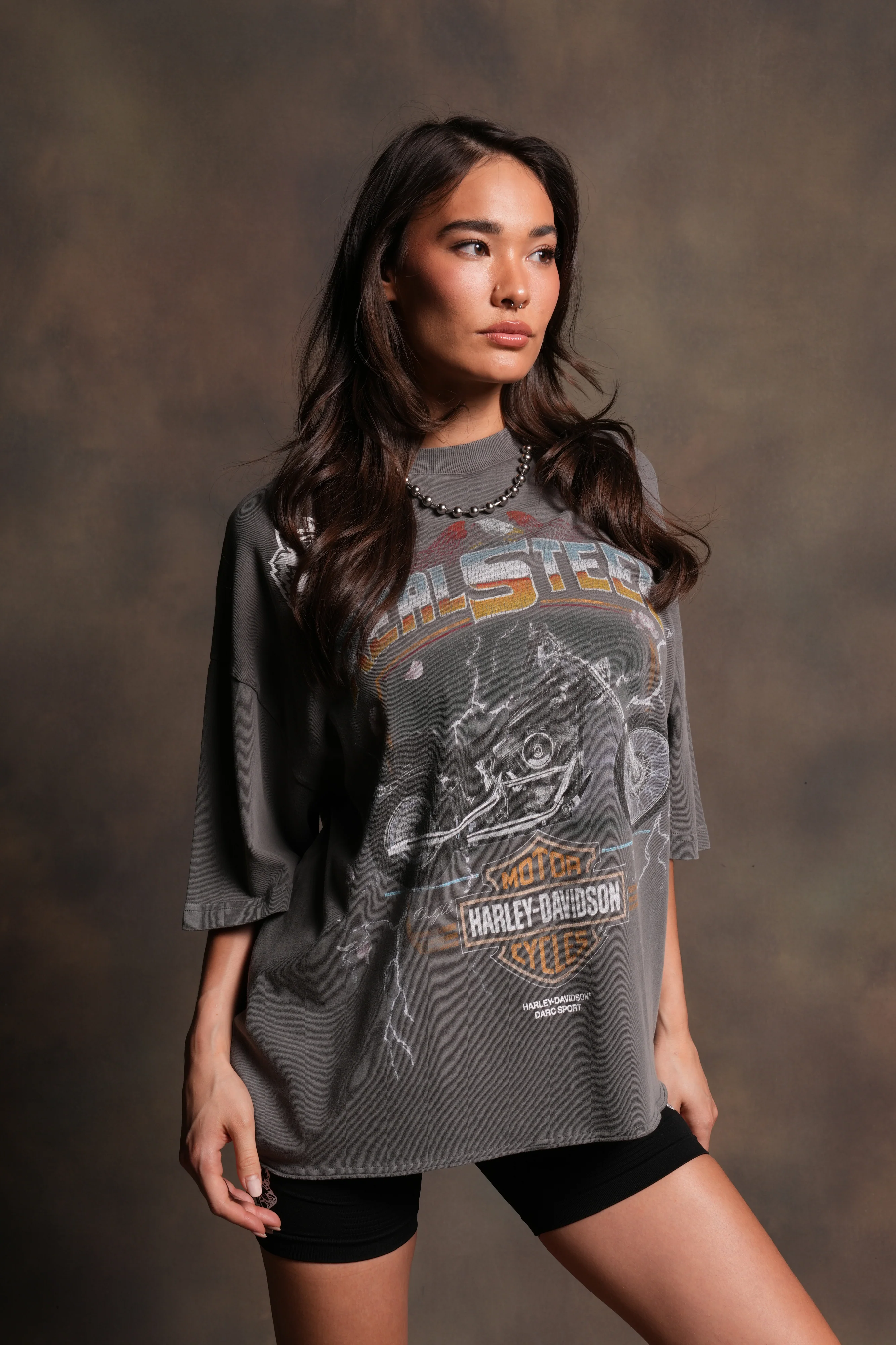 Last Ride Premium Raw Hem Box Cut Tee in Slate Gray - Image 4