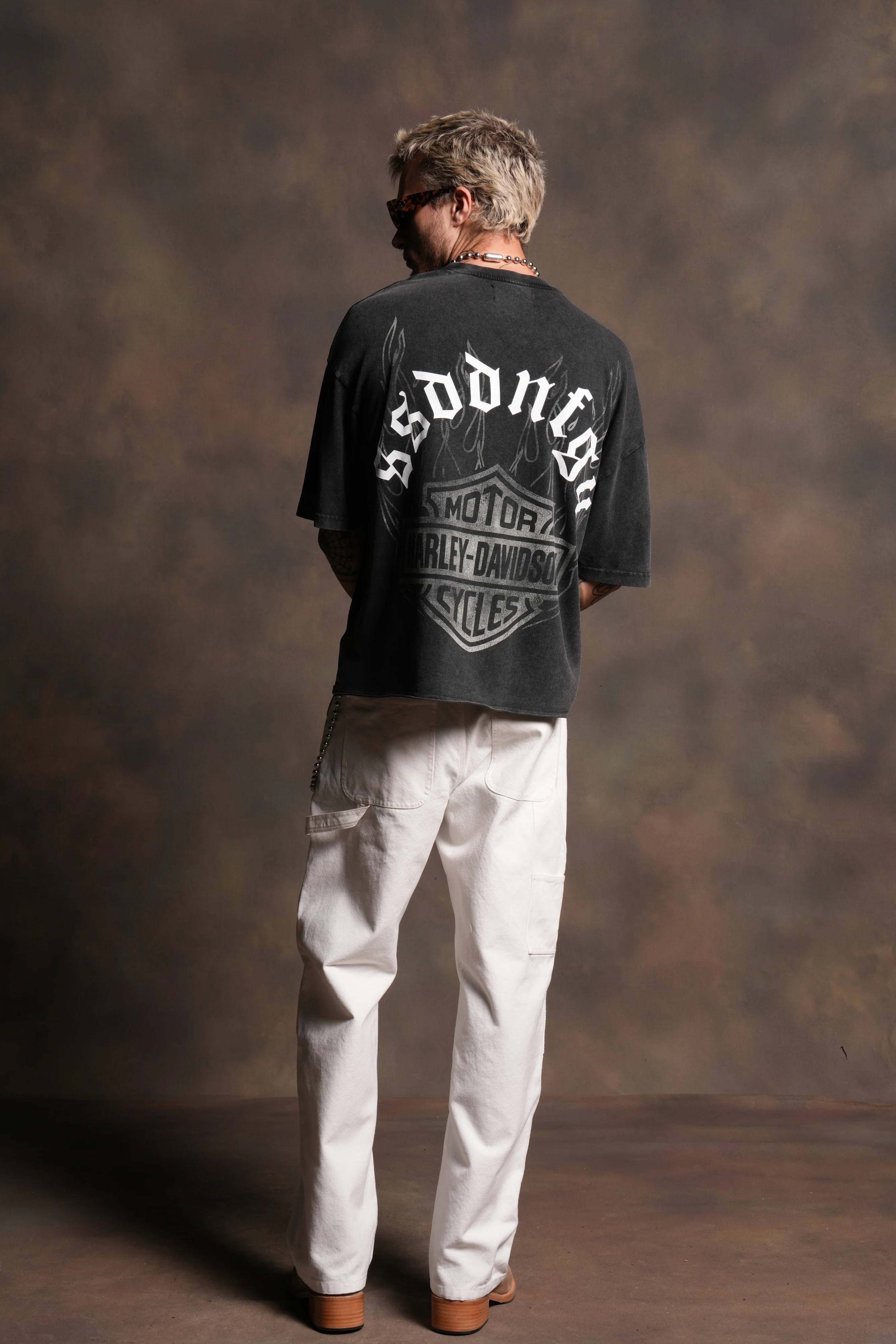 Last Ride Premium Raw Hem Box Cut Tee in Washed Black - Image 6