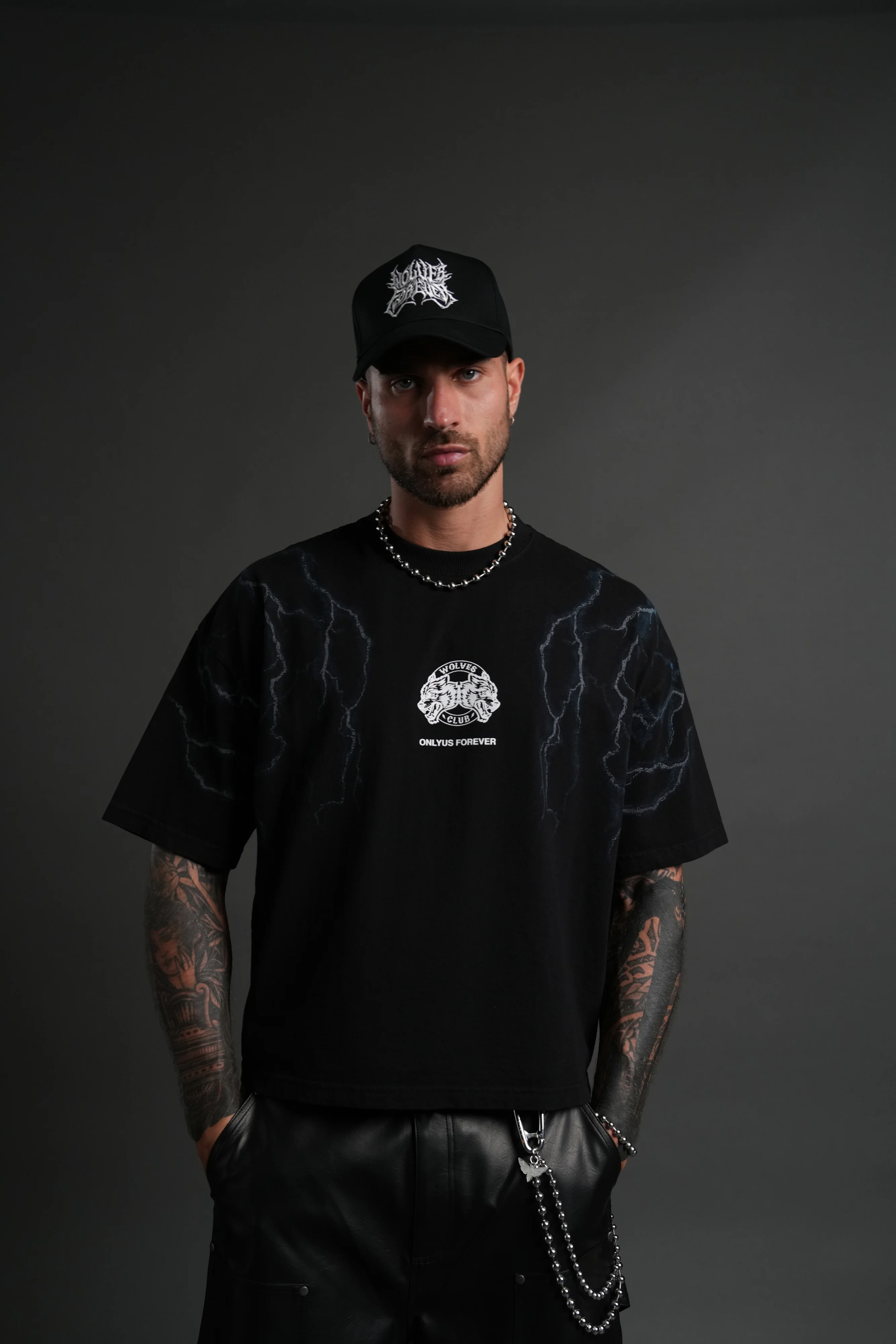 Lightning Strike Grunge "Box Cut" Tee in Black - Image 2