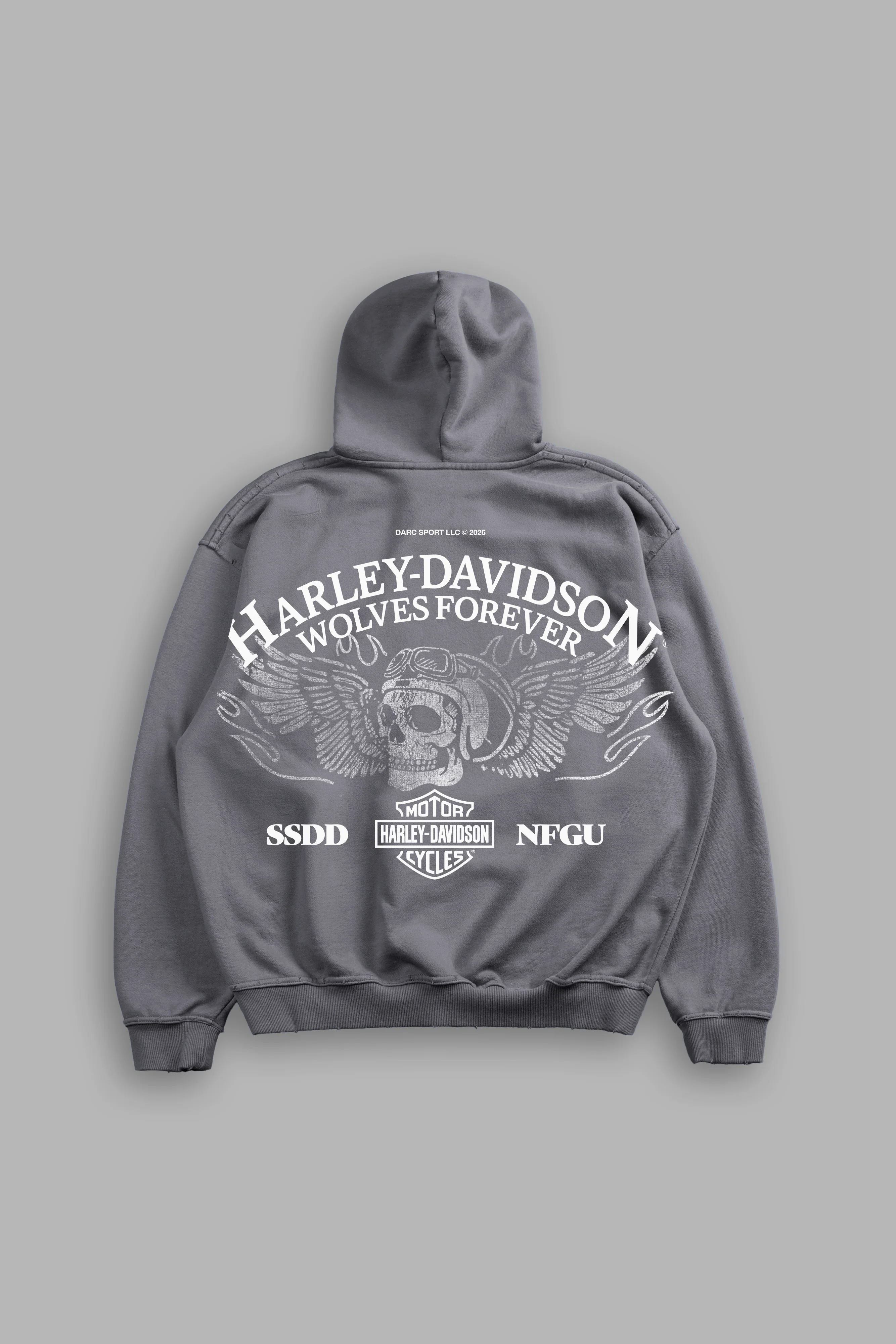 Live Free H-D Grunge Moatis Hoodie in Slate Gray