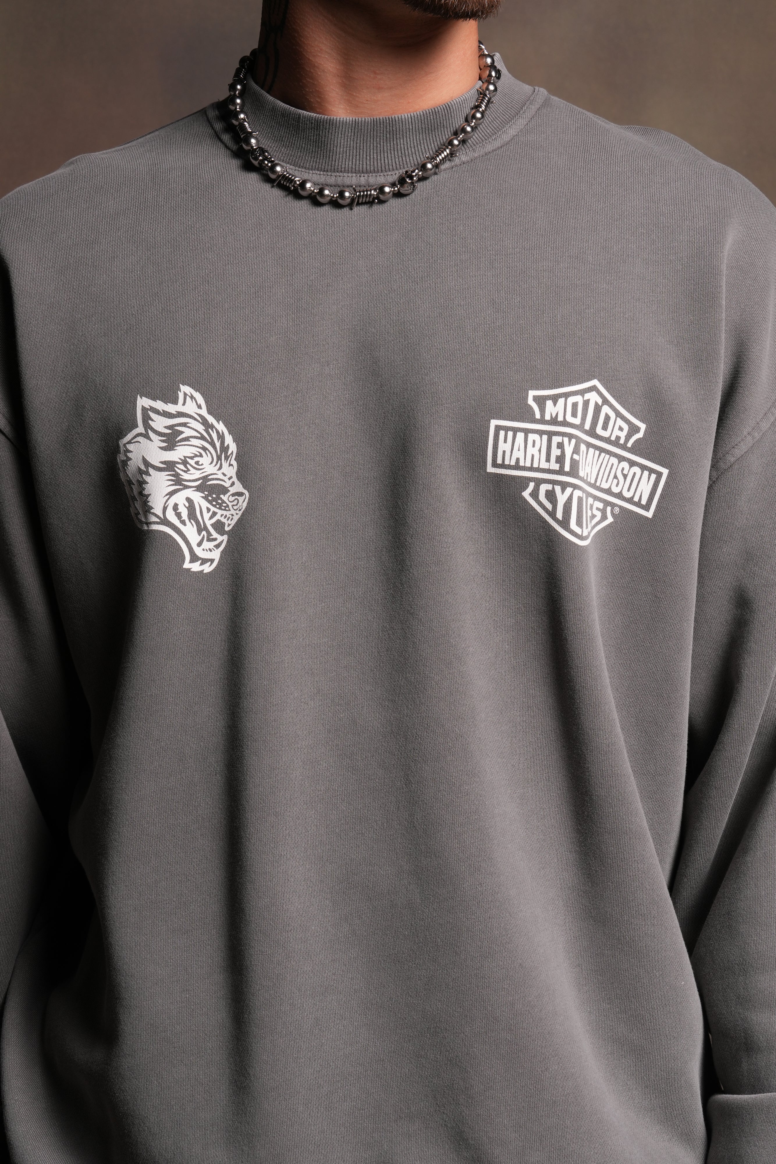 Live Free H-D London Crewneck in Slate Gray - Image 5