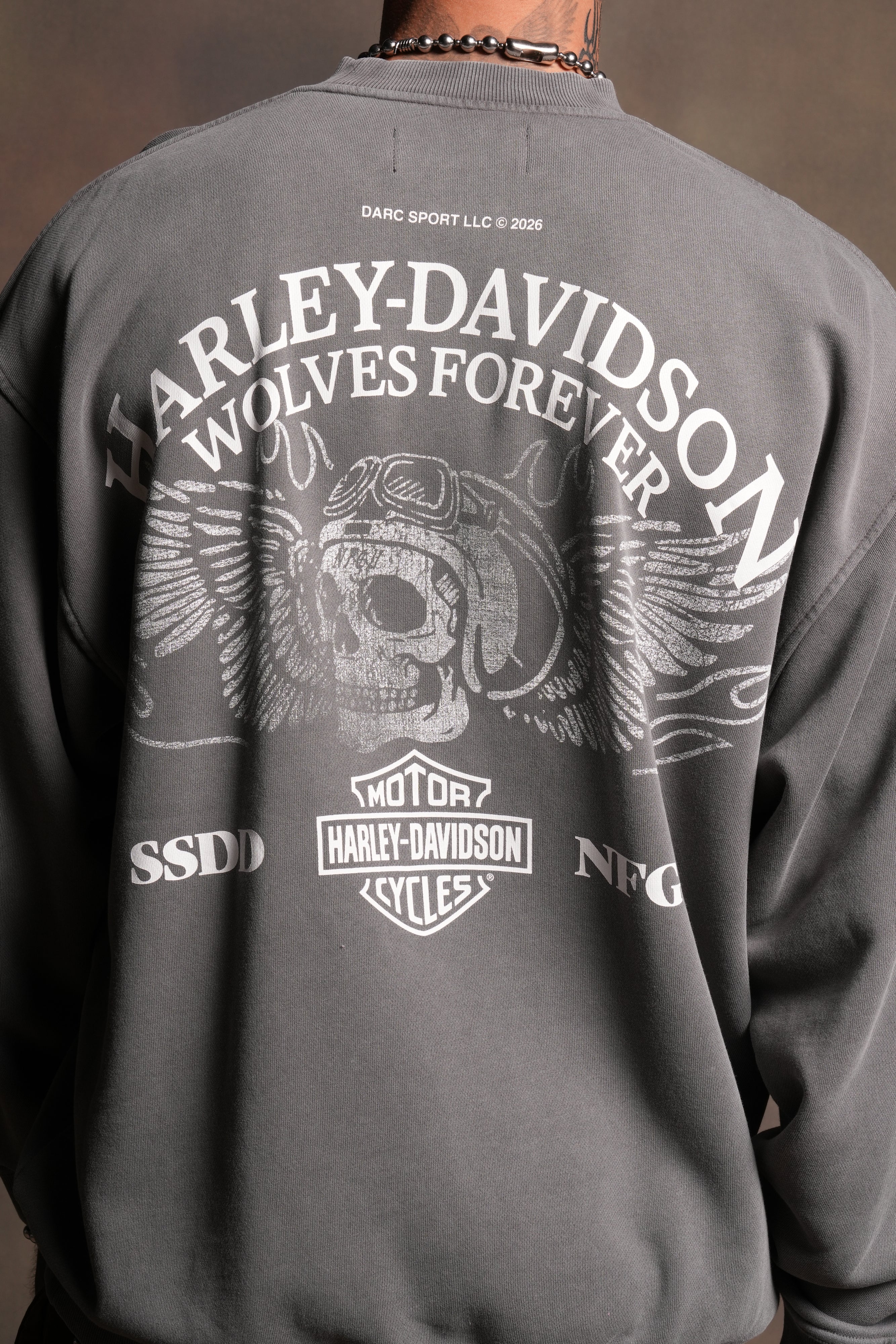 Live Free H-D London Crewneck in Slate Gray - Image 6
