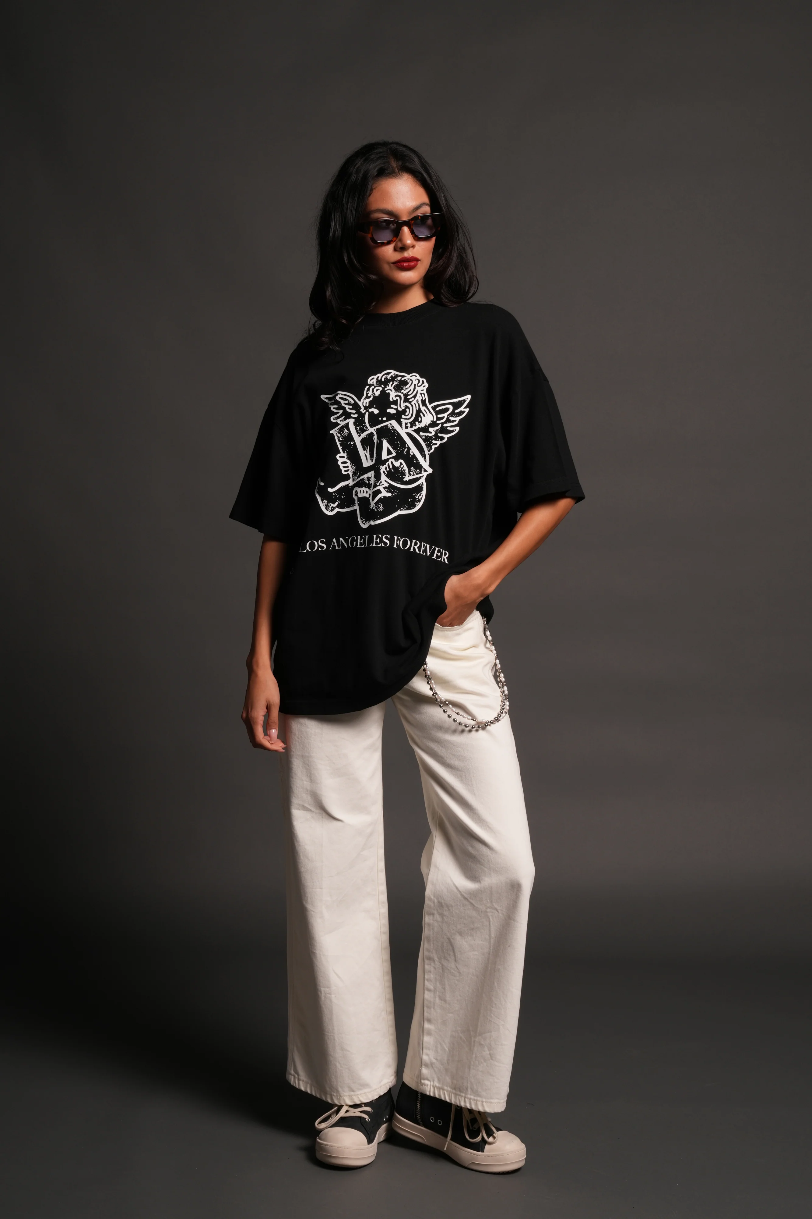 Los Cherub Premium Oversized Tee in Black - Image 11