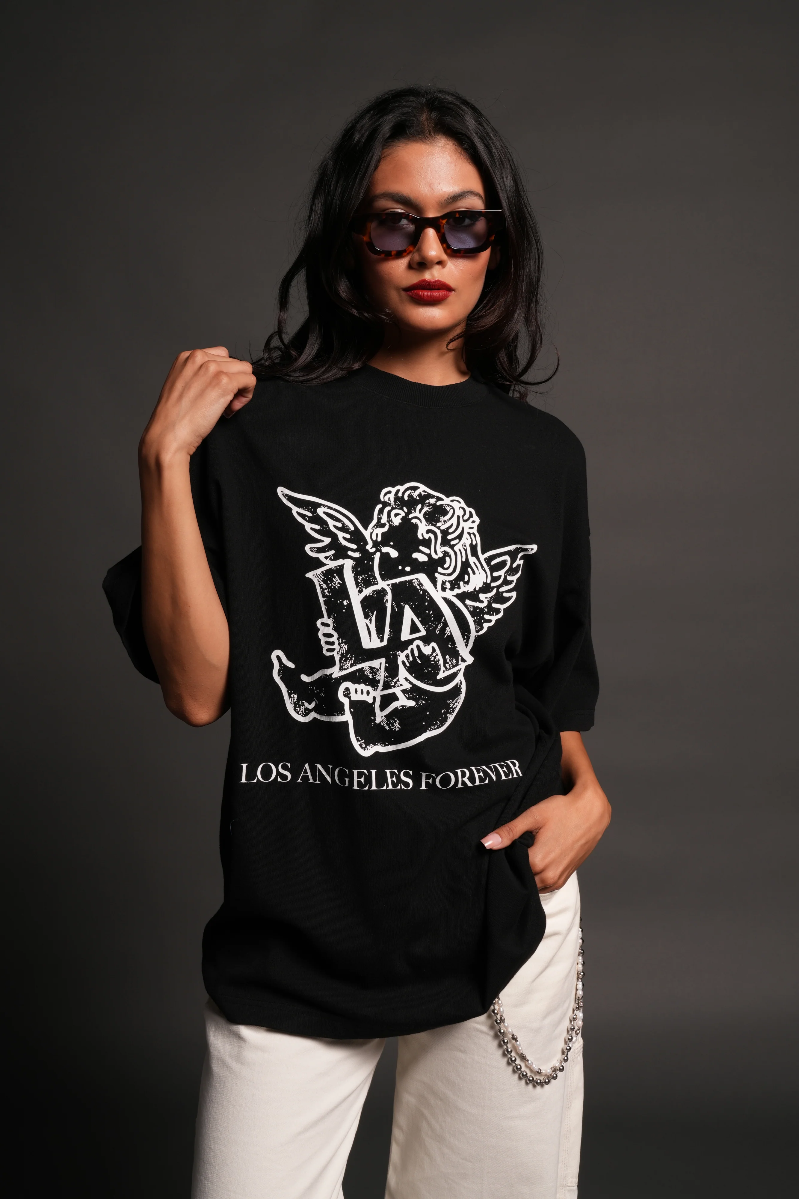 Los Cherub Premium Oversized Tee in Black - Image 9