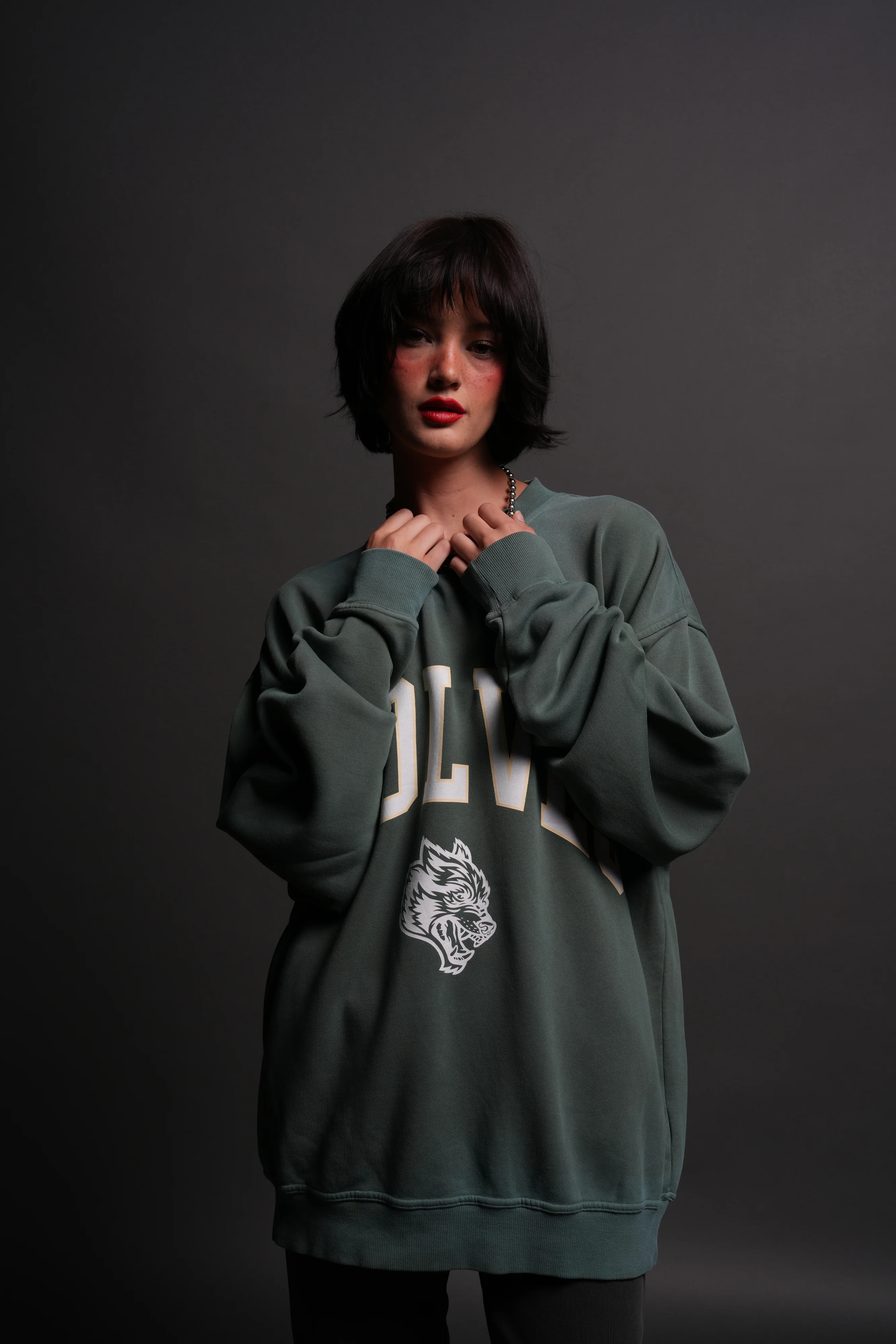 Loyalty London Unisex Crewneck in Hunter Green Driftwash - Image 5