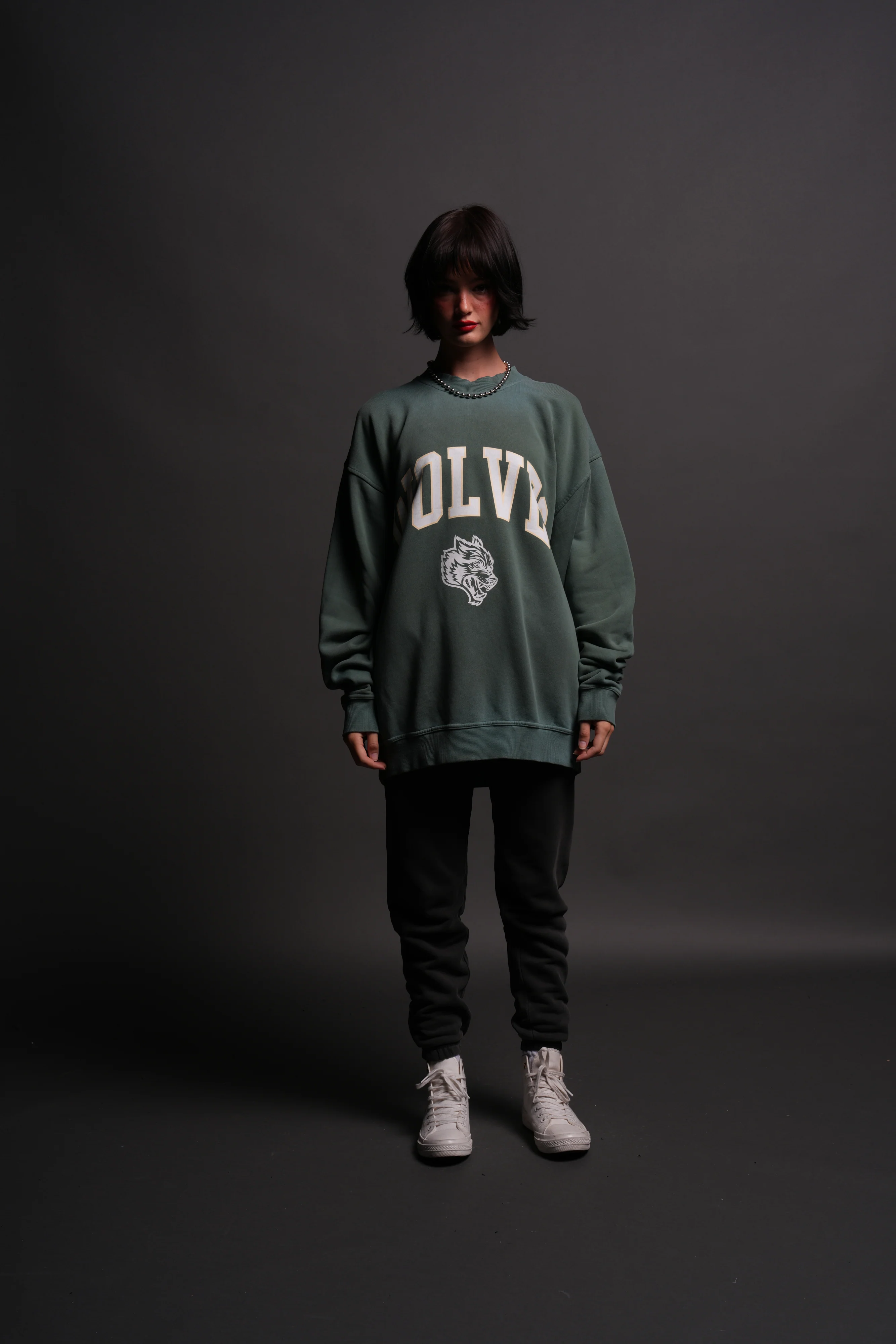 Loyalty London Unisex Crewneck in Hunter Green Driftwash - Image 7