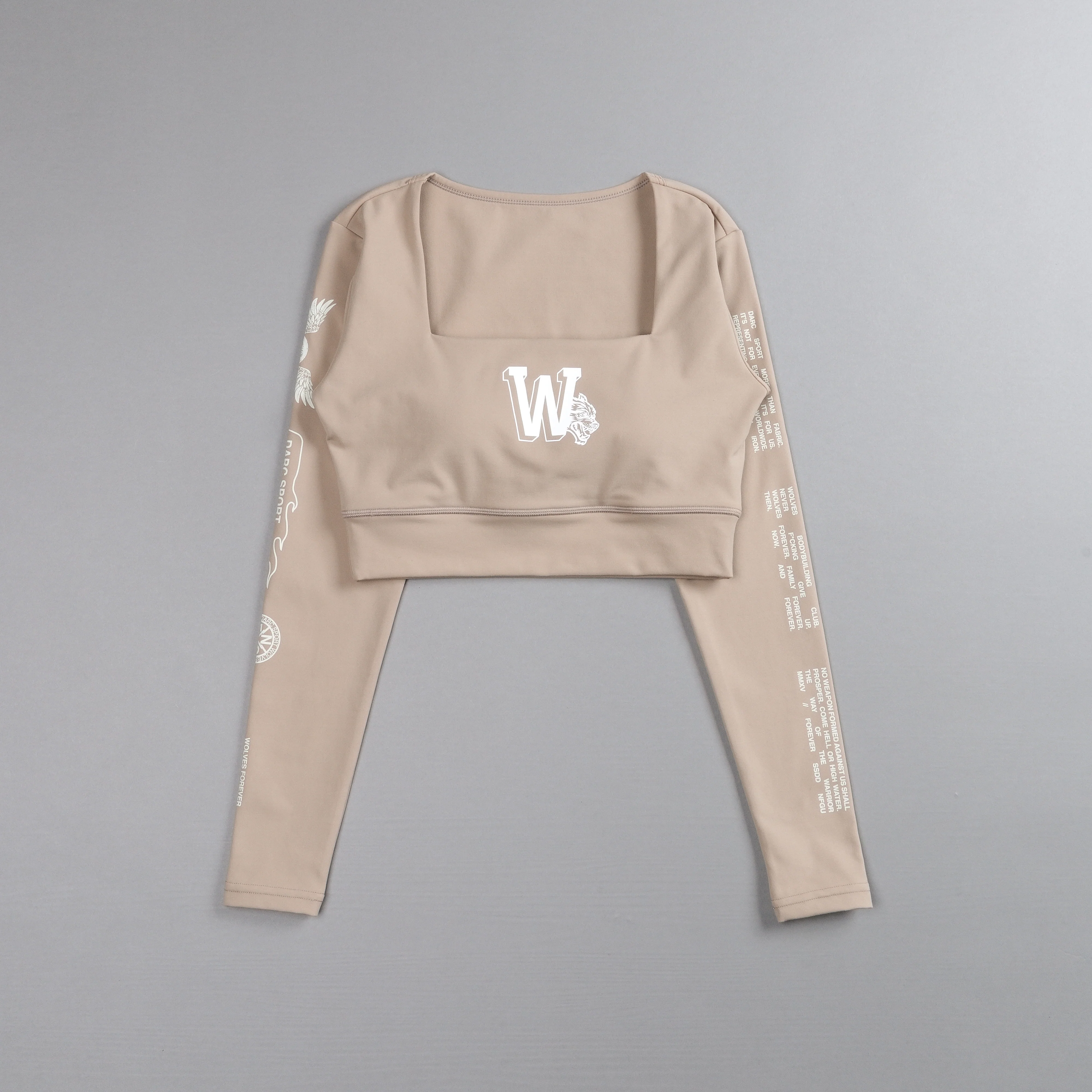 Marked L/S Jade "Energy" Top in Taupe - Image 3