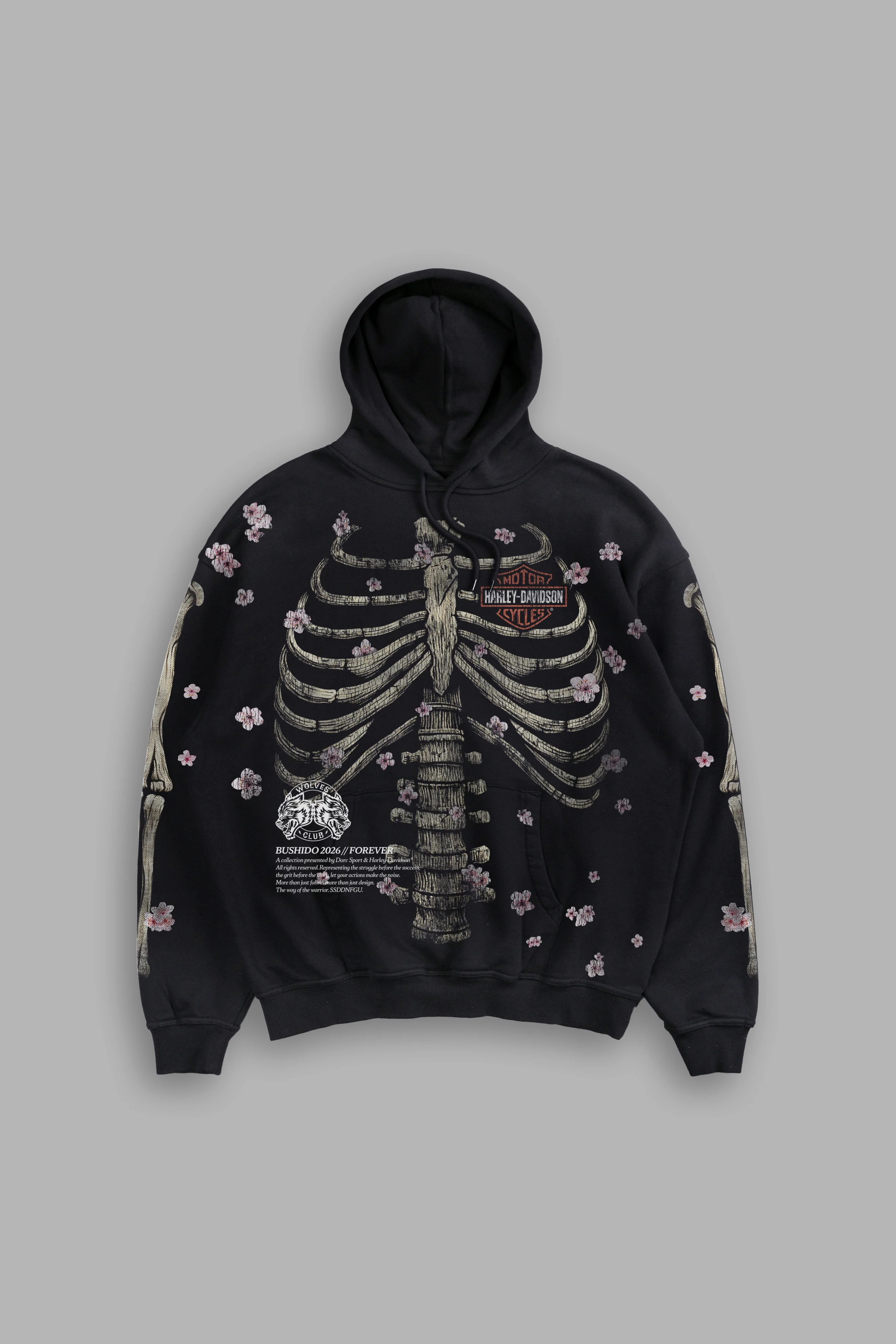 Mori Blossom Bishop Hoodie in Black Drift Wash - Image 2