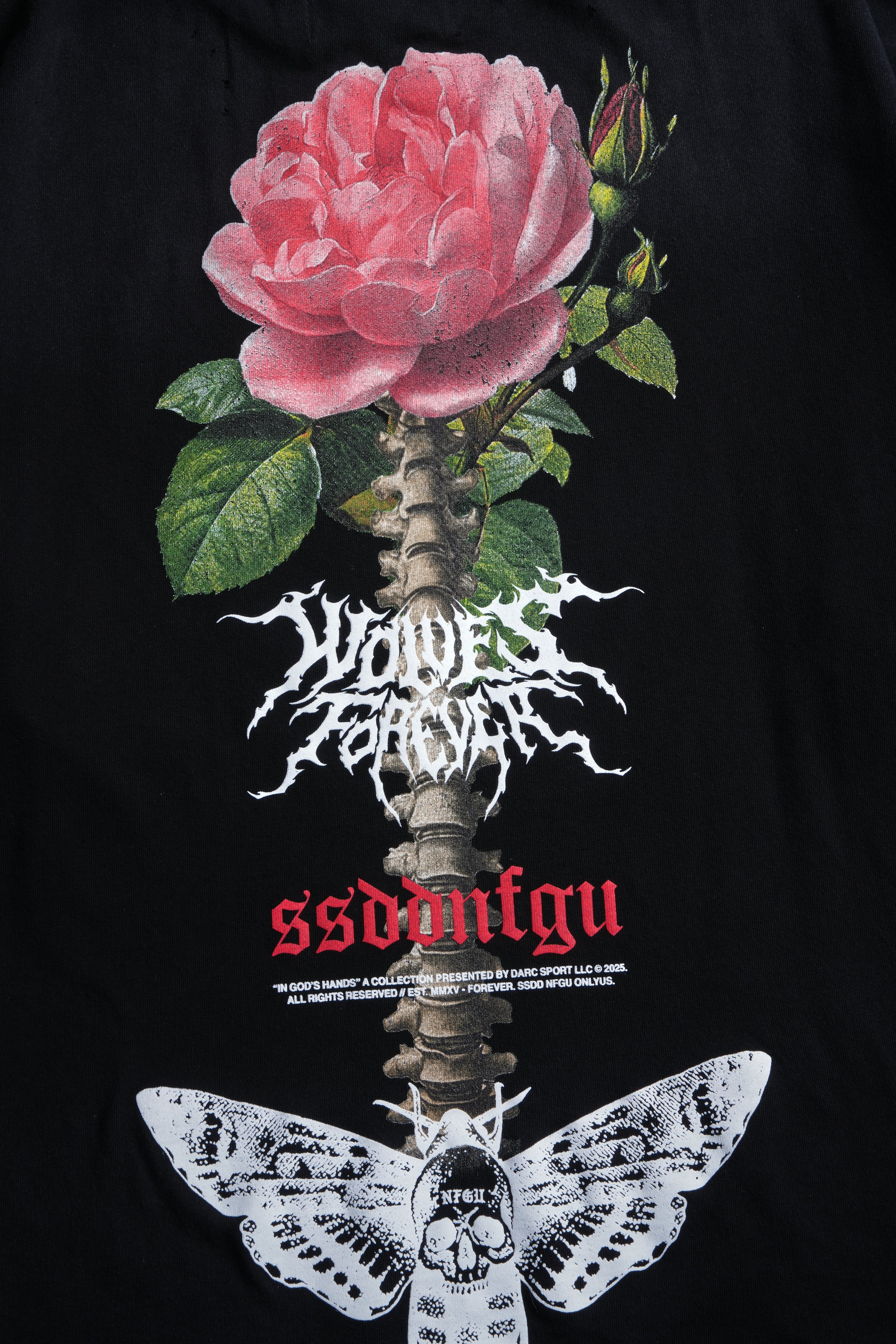 Mori Rose Distressed Grunge Tee in Black Drift Wash - Image 15