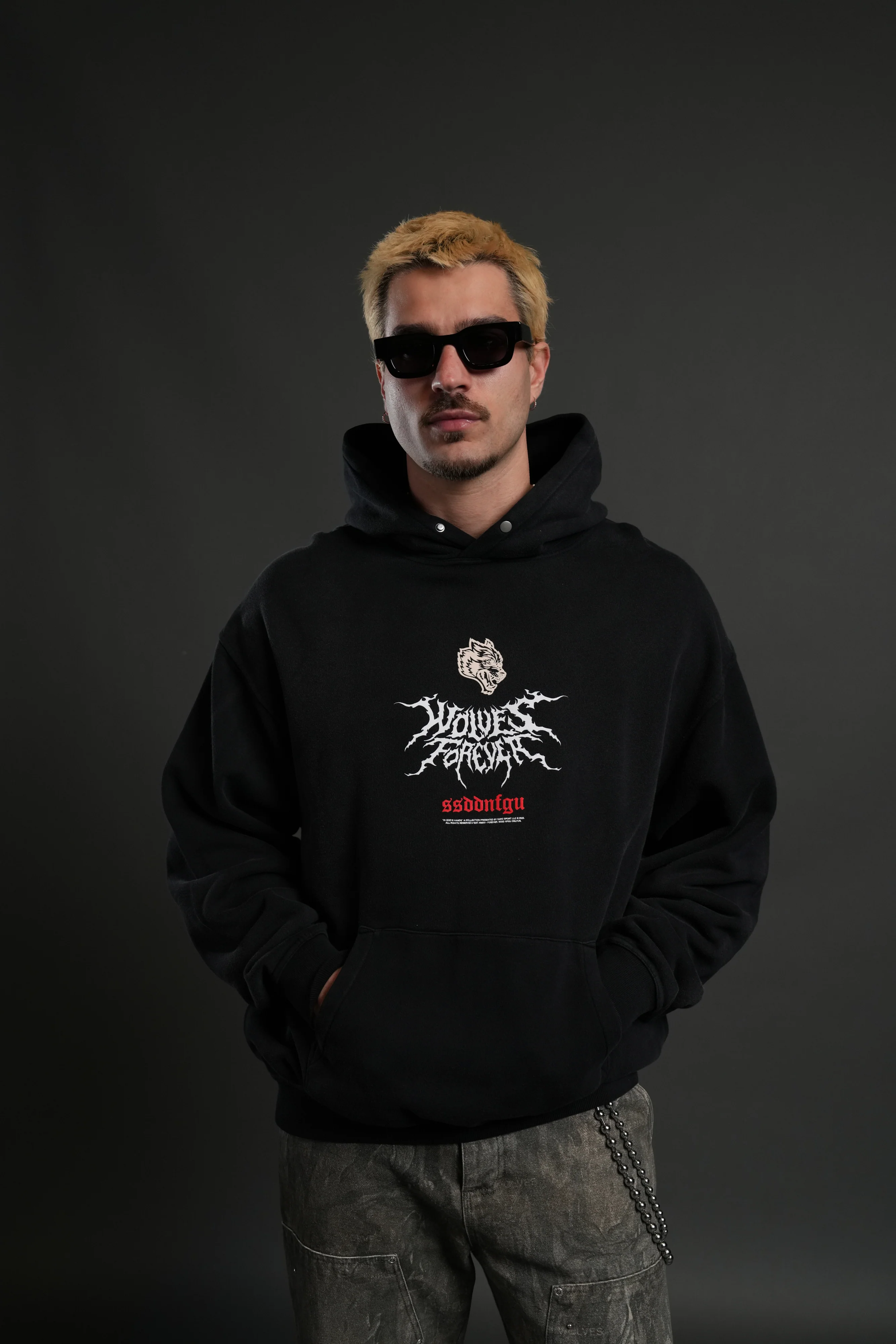 Mori Rose "Pierce" Hoodie in Black Drift Wash - Image 2