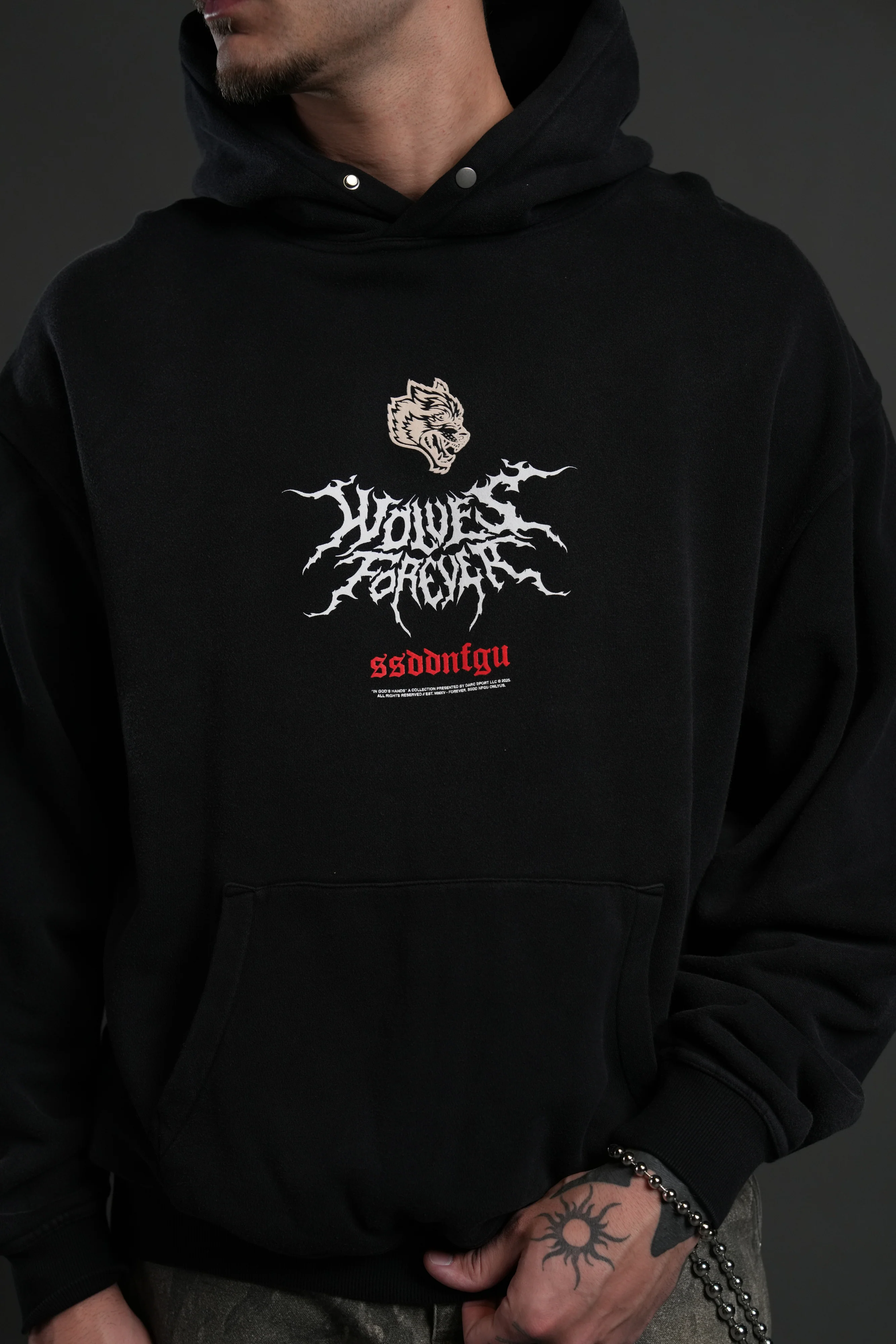 Mori Rose "Pierce" Hoodie in Black Drift Wash - Image 7