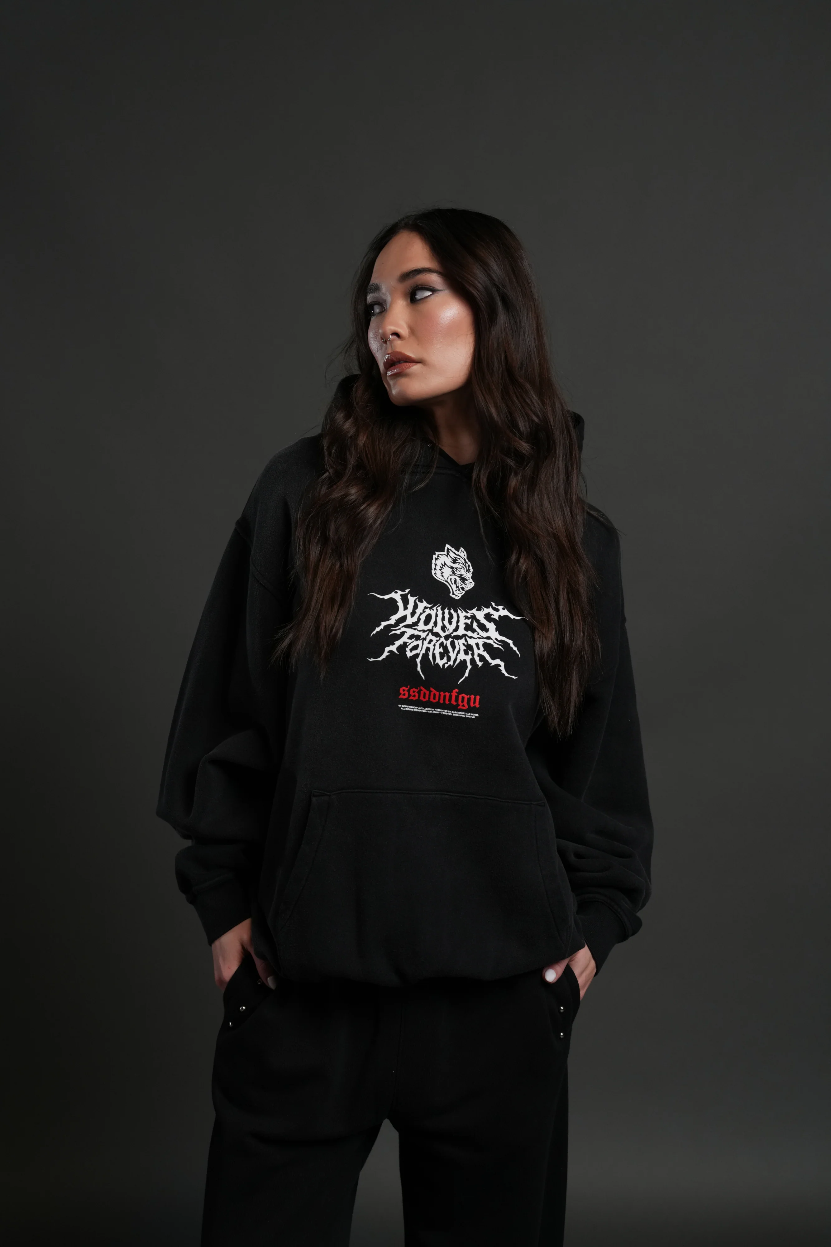 Mori Rose "Pierce" Hoodie in Black Drift Wash - Image 9