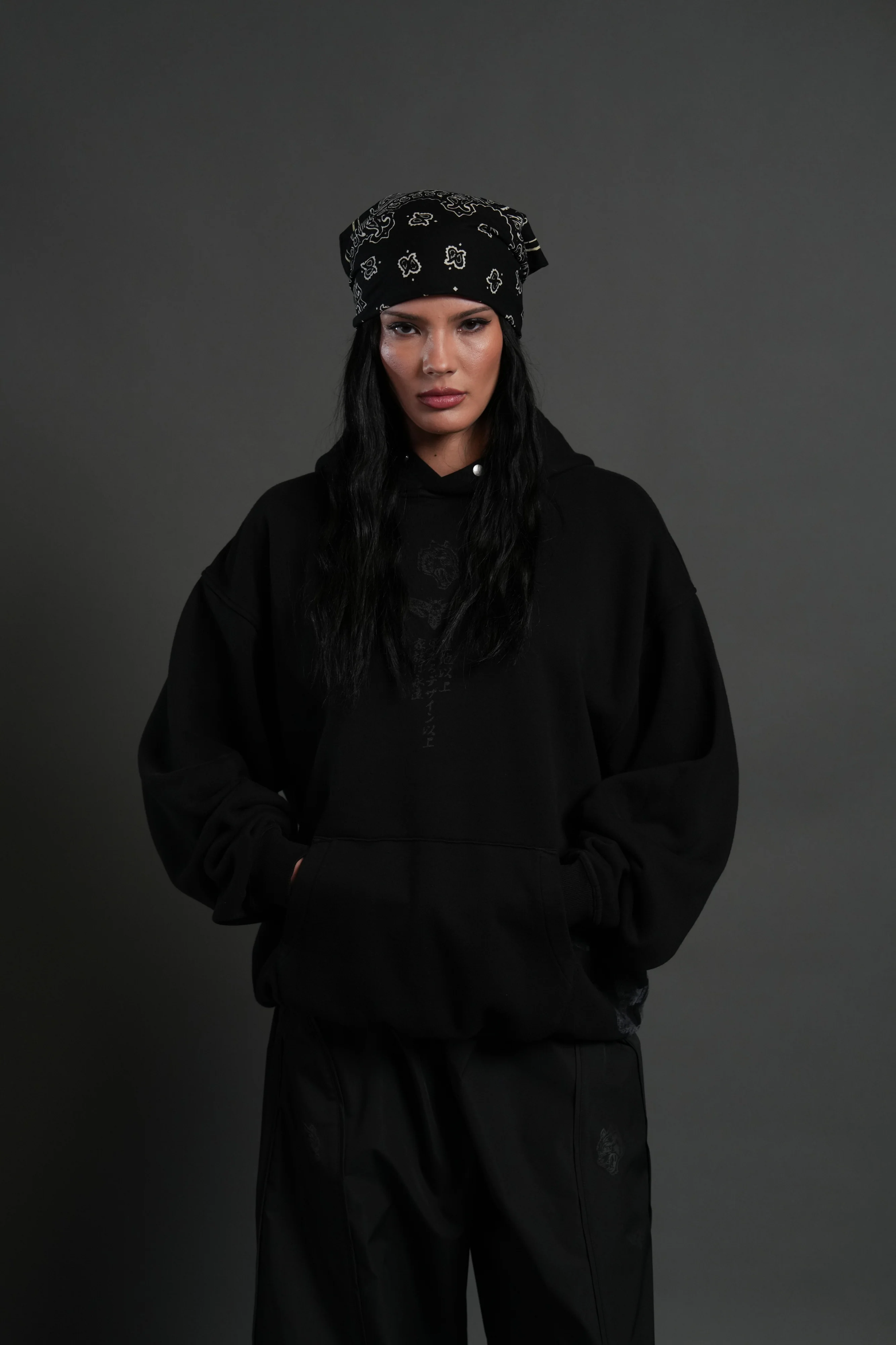 Muzan Kibutsuji "Side-By-Side" Pierce Hoodie in Black - Image 2