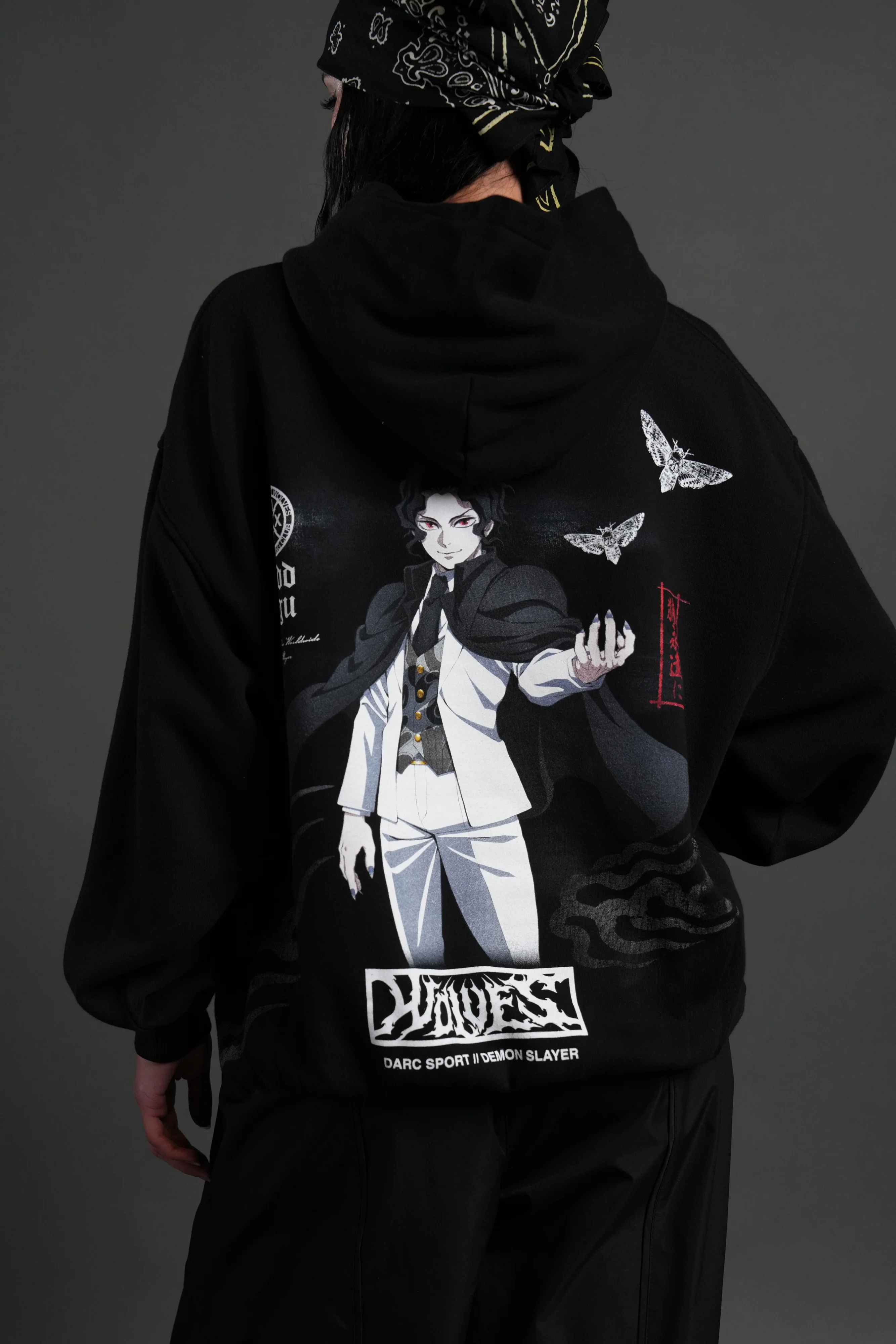 Muzan Kibutsuji "Side-By-Side" Pierce Hoodie in Black - Image 8