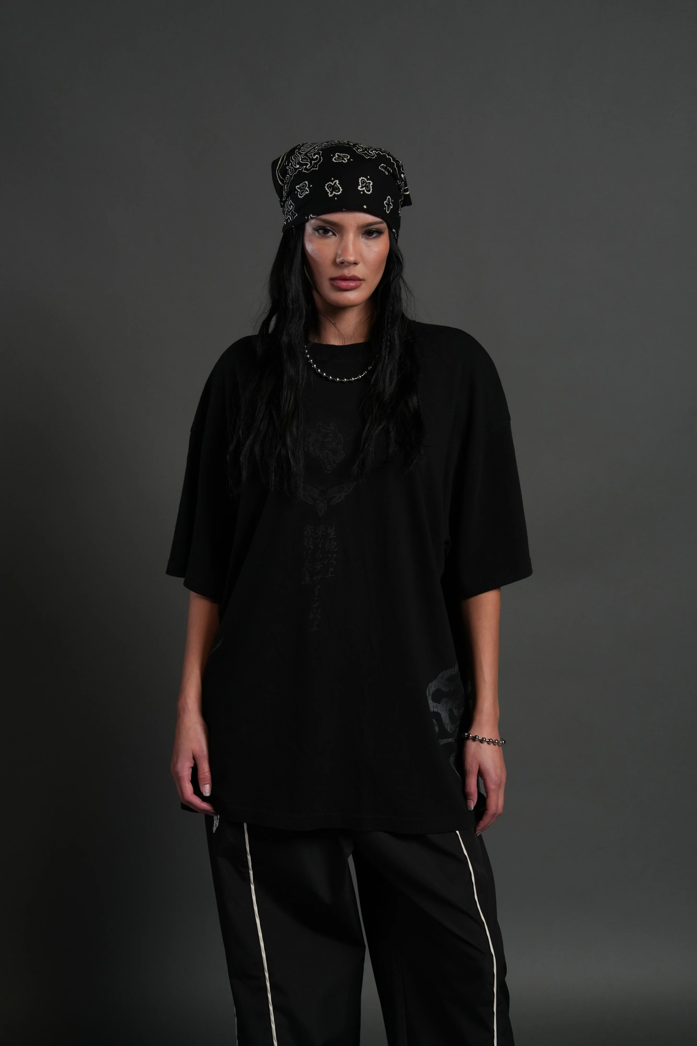 Muzan Kibutsuji "Side By Side" Series Premium Oversized Tee in Black - Image 2